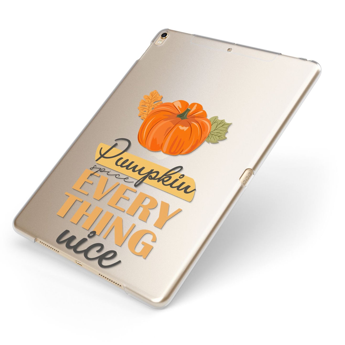 Pumpkin Spice with Caption Apple iPad Case on Gold iPad Side View