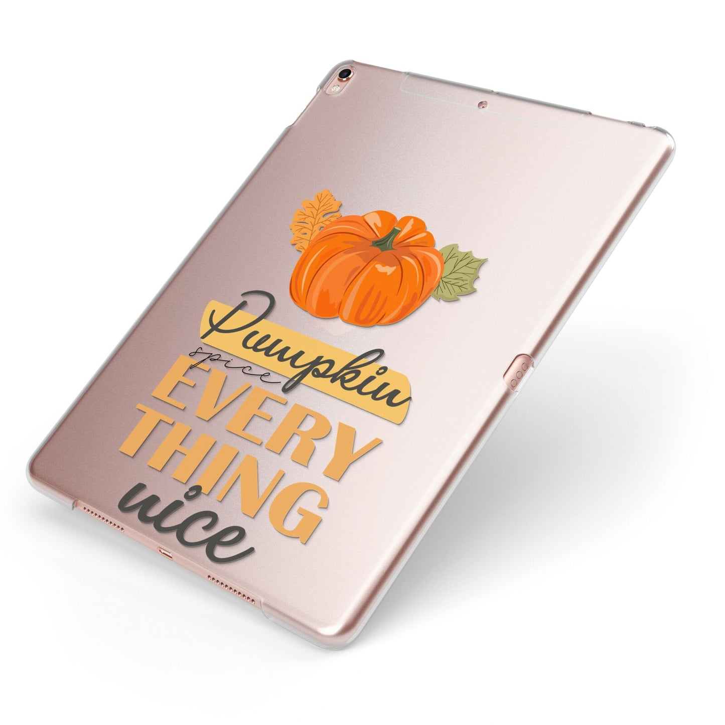 Pumpkin Spice with Caption Apple iPad Case on Rose Gold iPad Side View