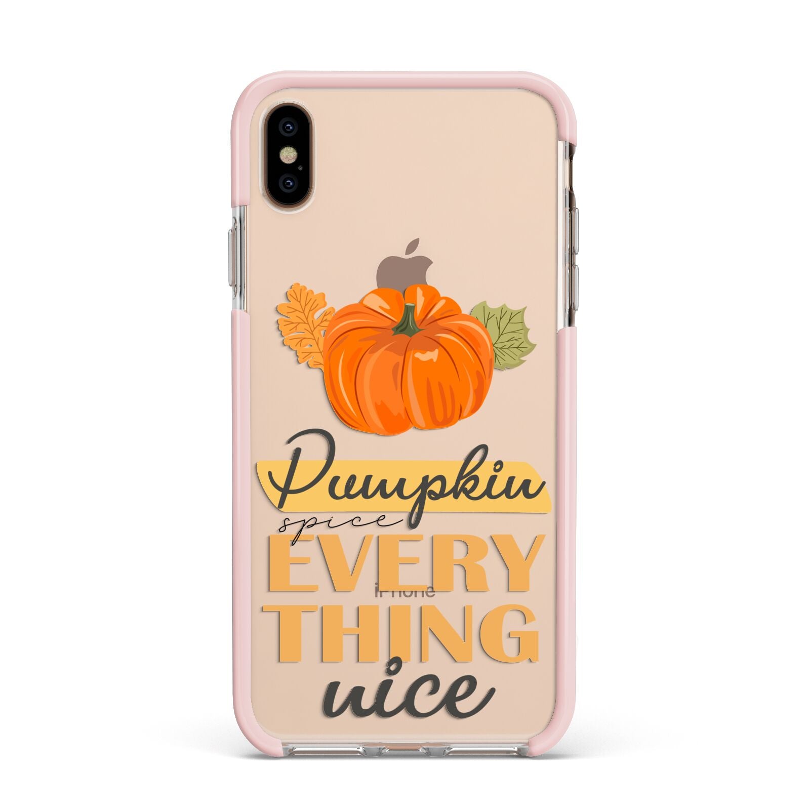 Pumpkin Spice with Caption Apple iPhone Xs Max Impact Case Pink Edge on Gold Phone