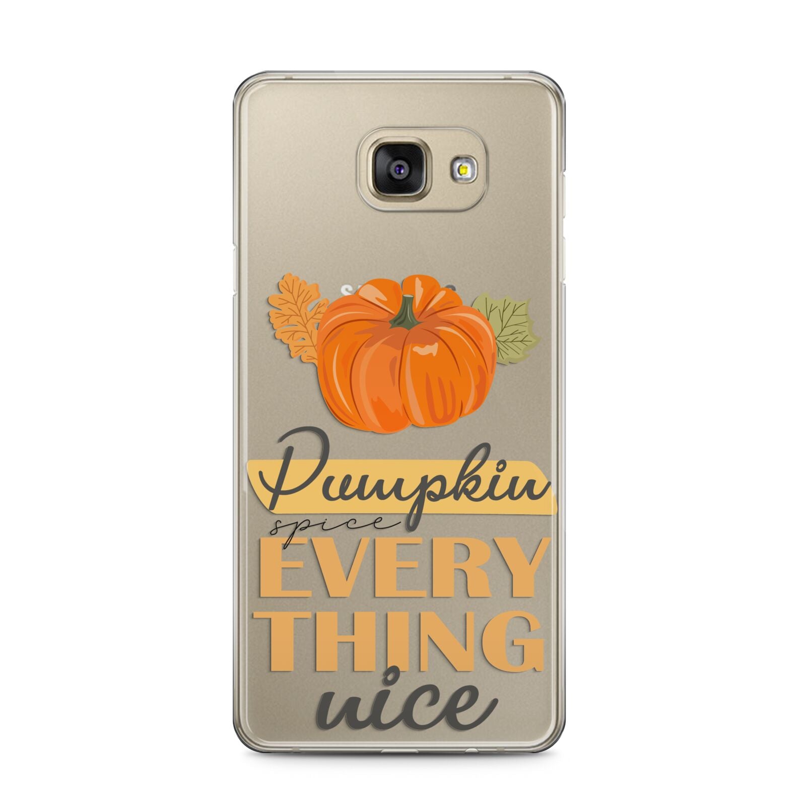 Pumpkin Spice with Caption Samsung Galaxy A5 2016 Case on gold phone