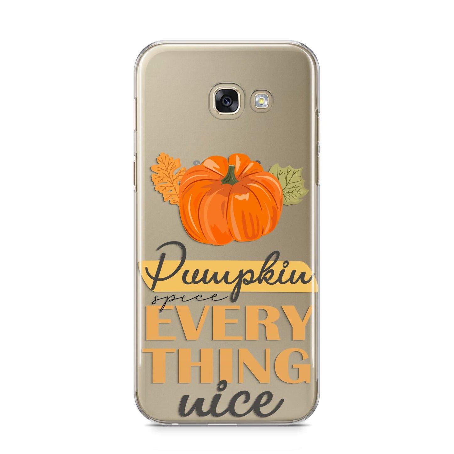 Pumpkin Spice with Caption Samsung Galaxy A5 2017 Case on gold phone