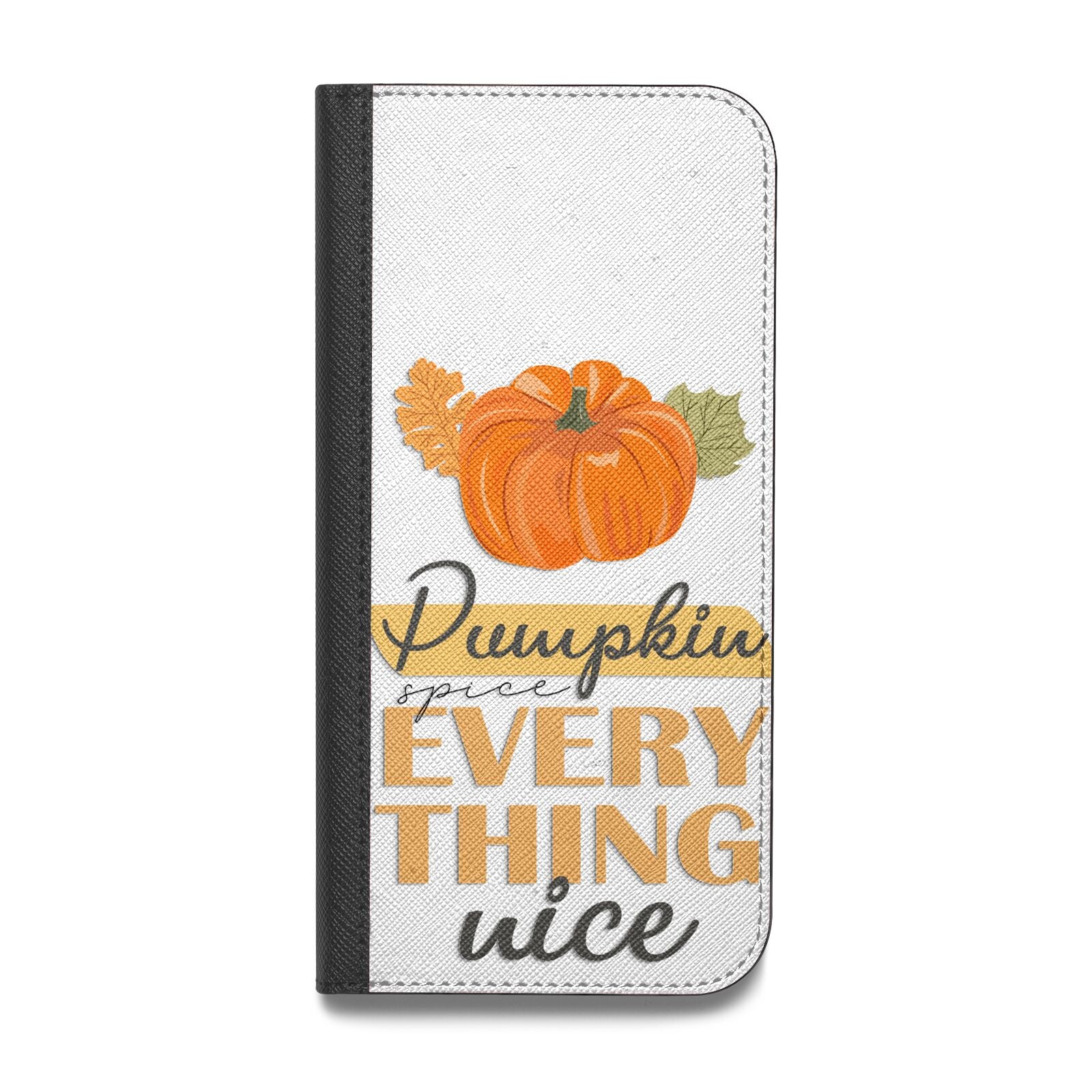 Pumpkin Spice with Caption Vegan Leather Flip iPhone Case