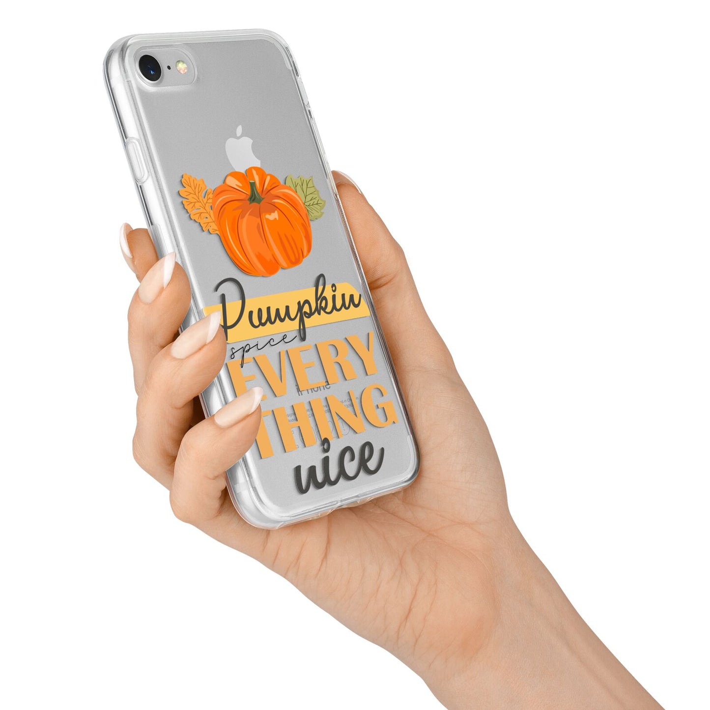 Pumpkin Spice with Caption iPhone 7 Bumper Case on Silver iPhone Alternative Image