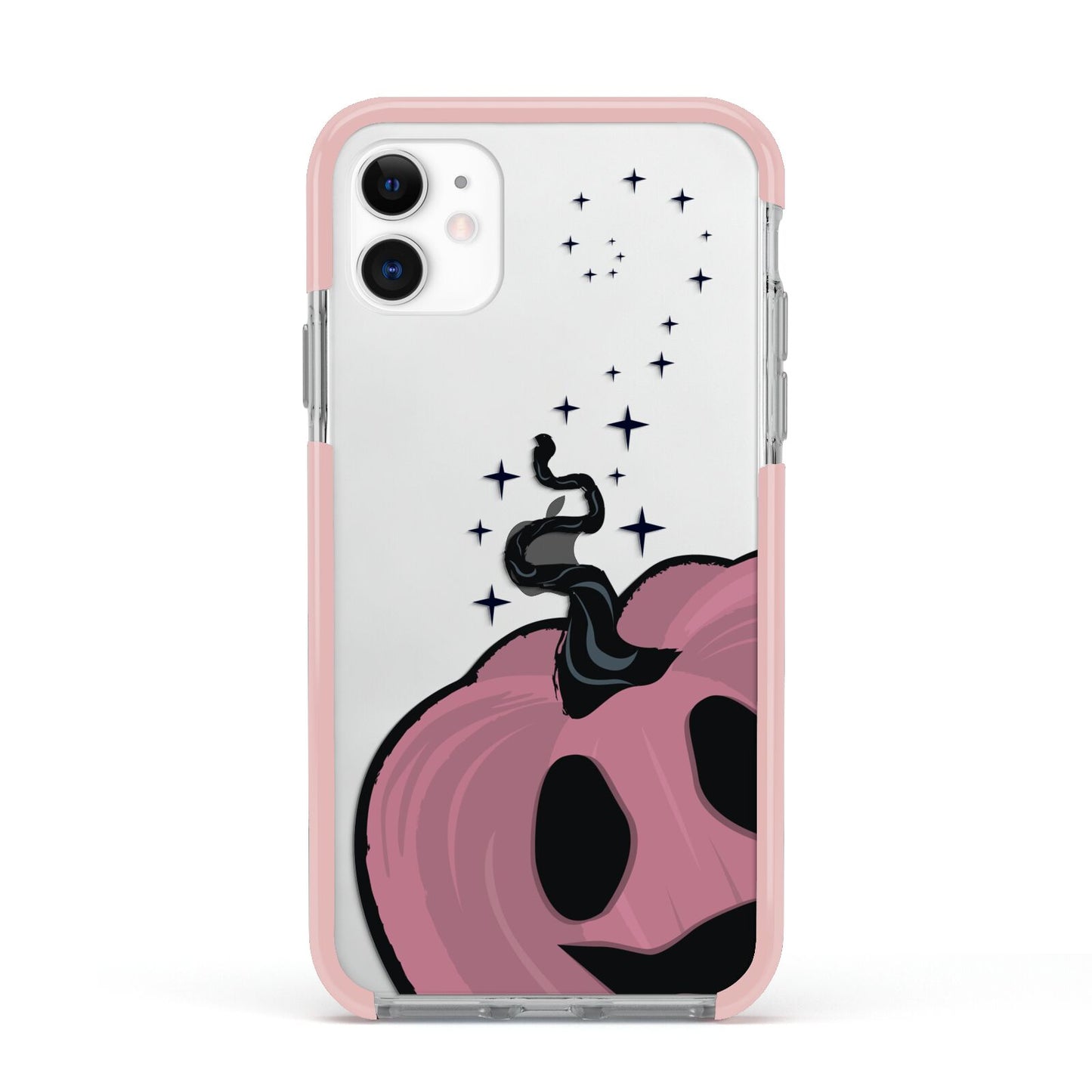 Pumpkin with Transparent Background Apple iPhone 11 in White with Pink Impact Case