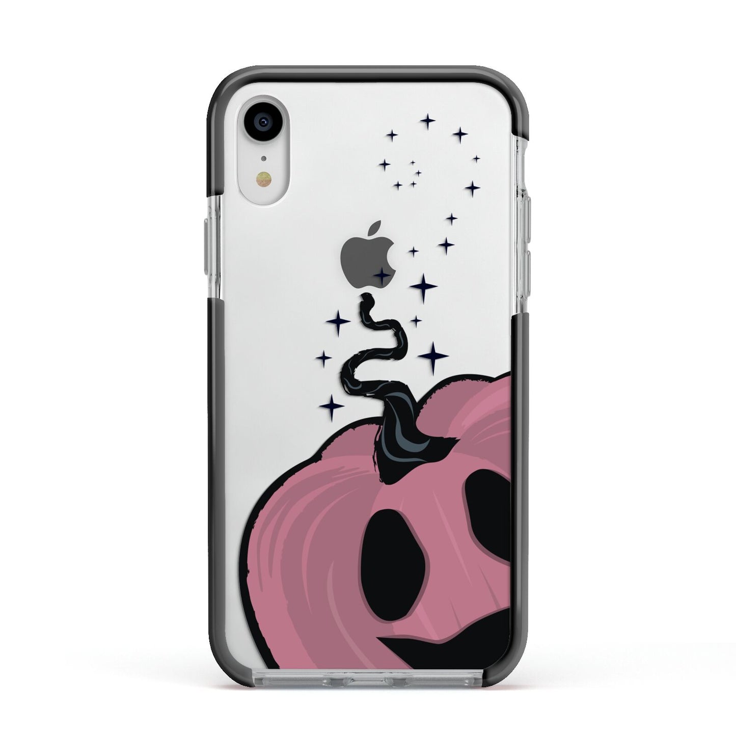 Pumpkin with Transparent Background Apple iPhone XR Impact Case Black Edge on Silver Phone
