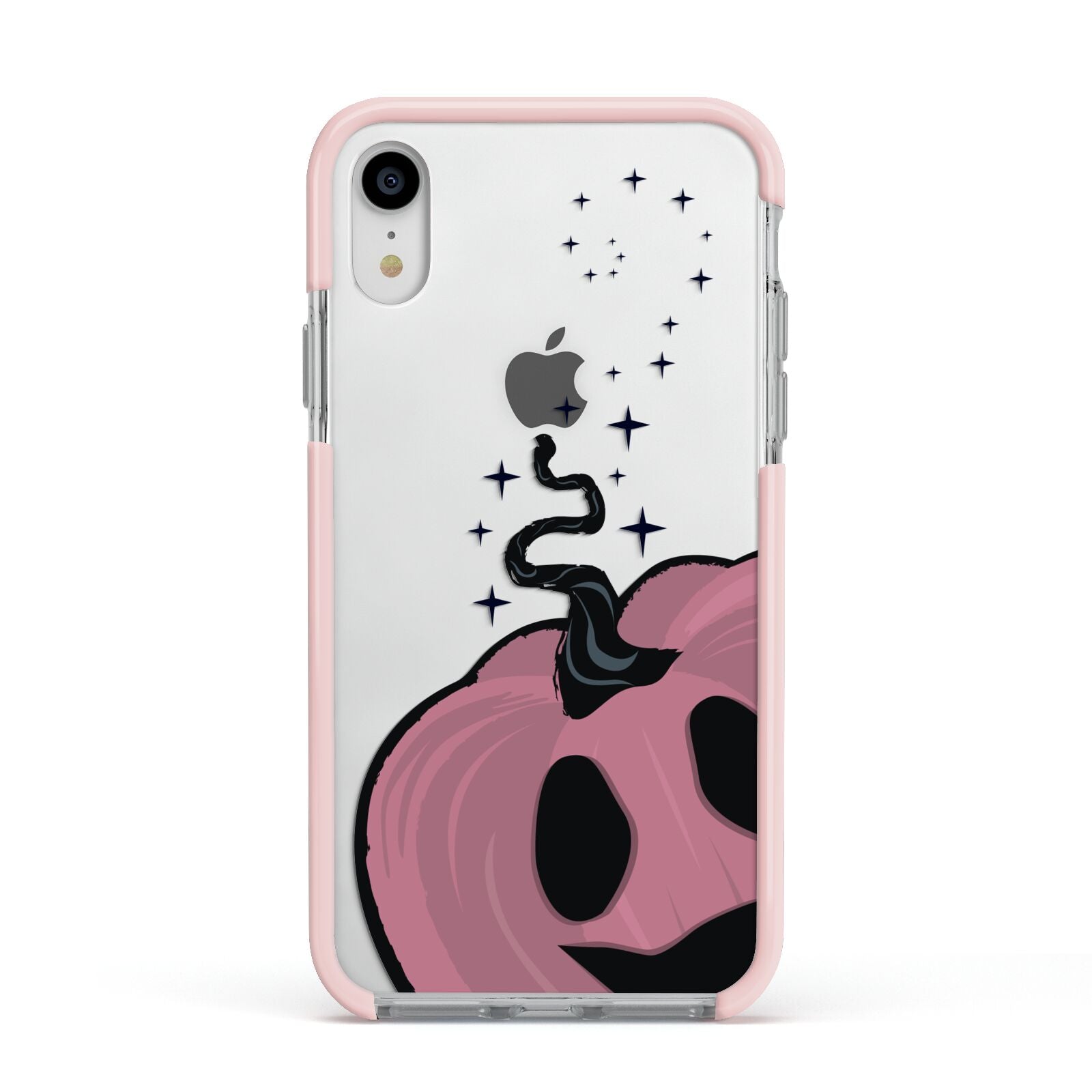 Pumpkin with Transparent Background Apple iPhone XR Impact Case Pink Edge on Silver Phone