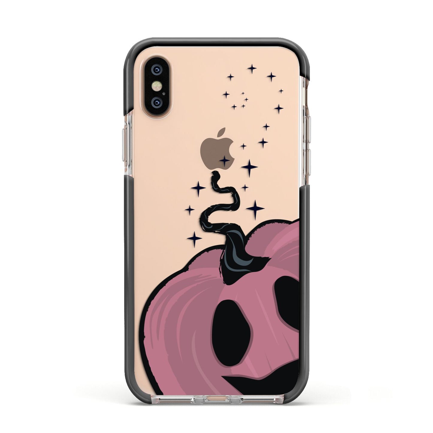 Pumpkin with Transparent Background Apple iPhone Xs Impact Case Black Edge on Gold Phone