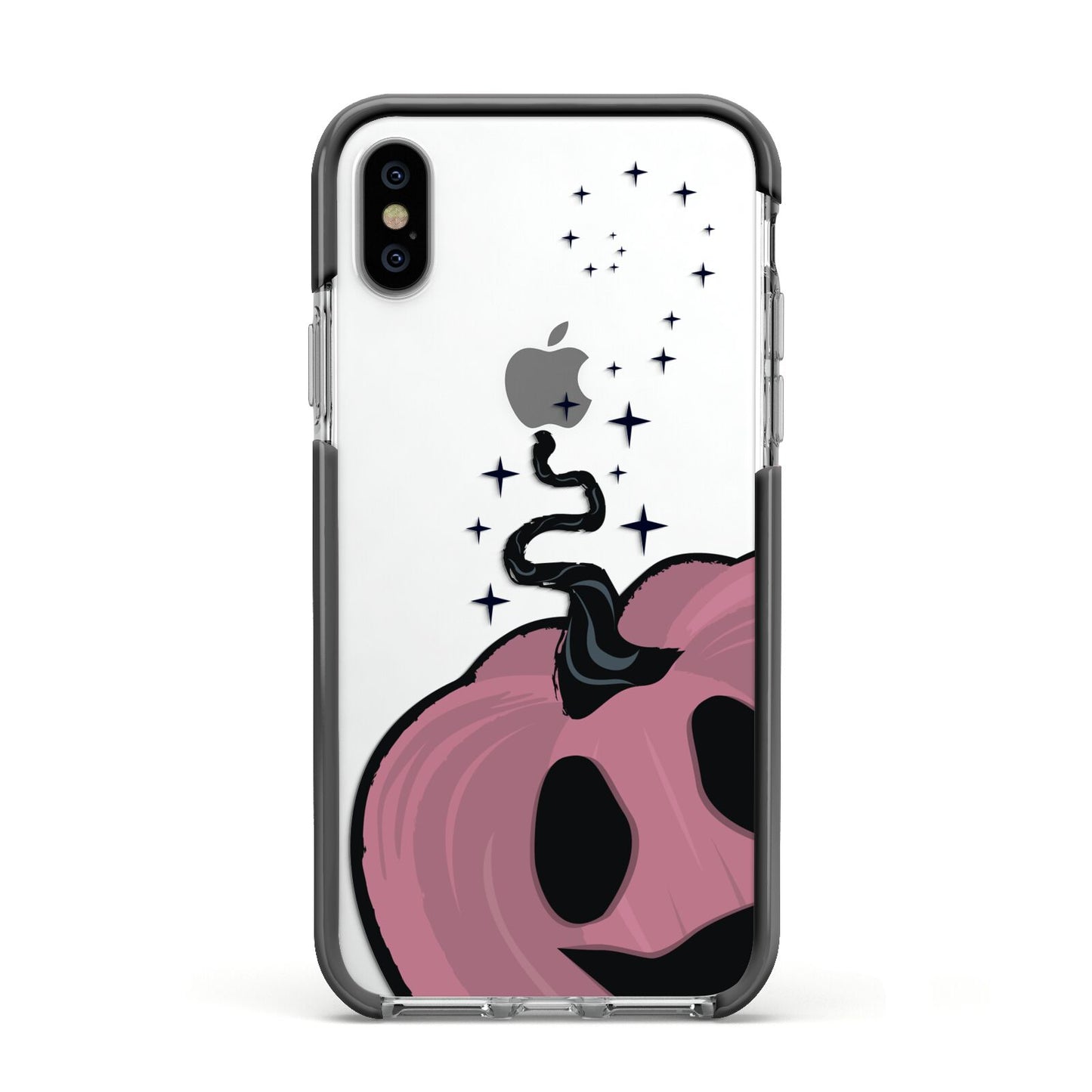 Pumpkin with Transparent Background Apple iPhone Xs Impact Case Black Edge on Silver Phone