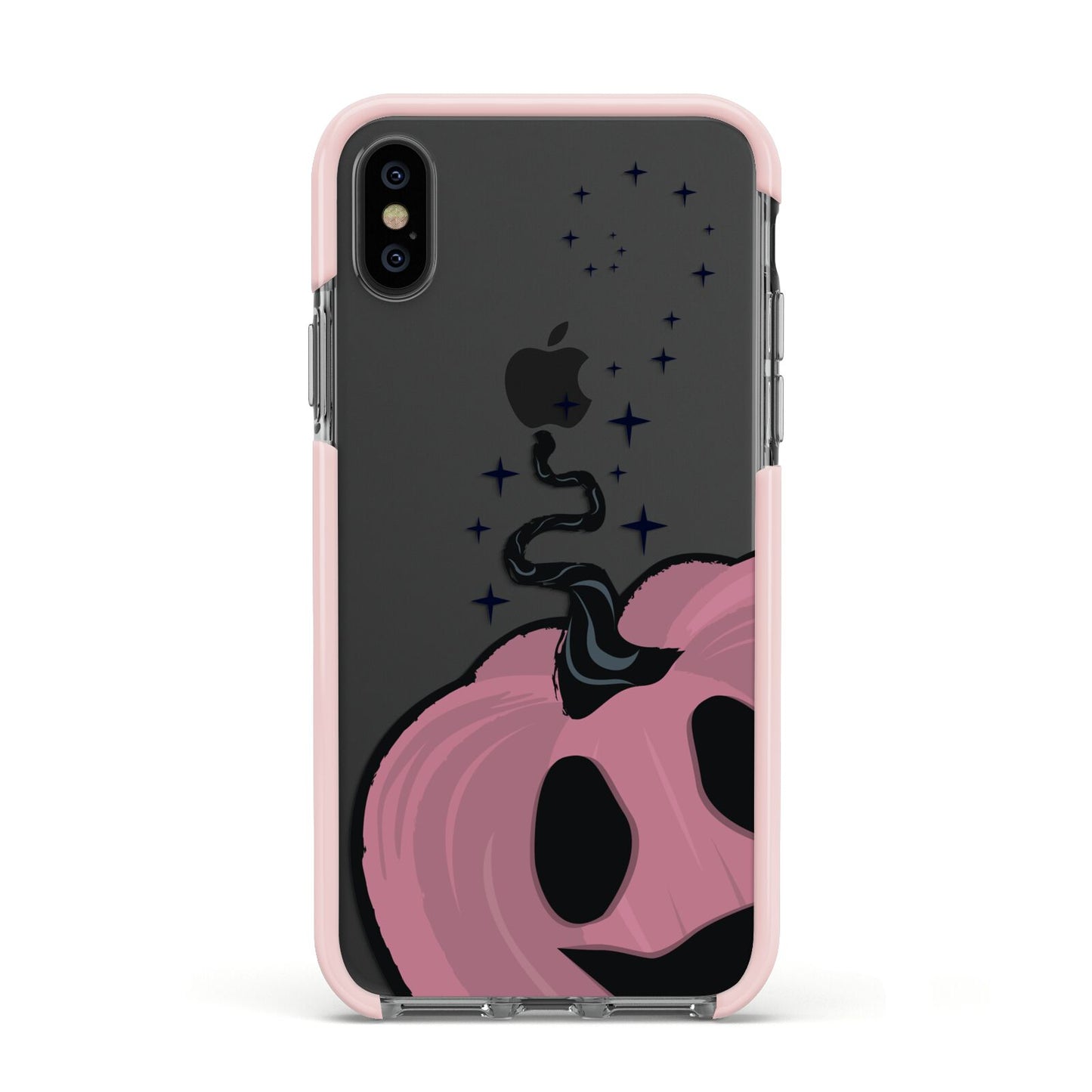 Pumpkin with Transparent Background Apple iPhone Xs Impact Case Pink Edge on Black Phone