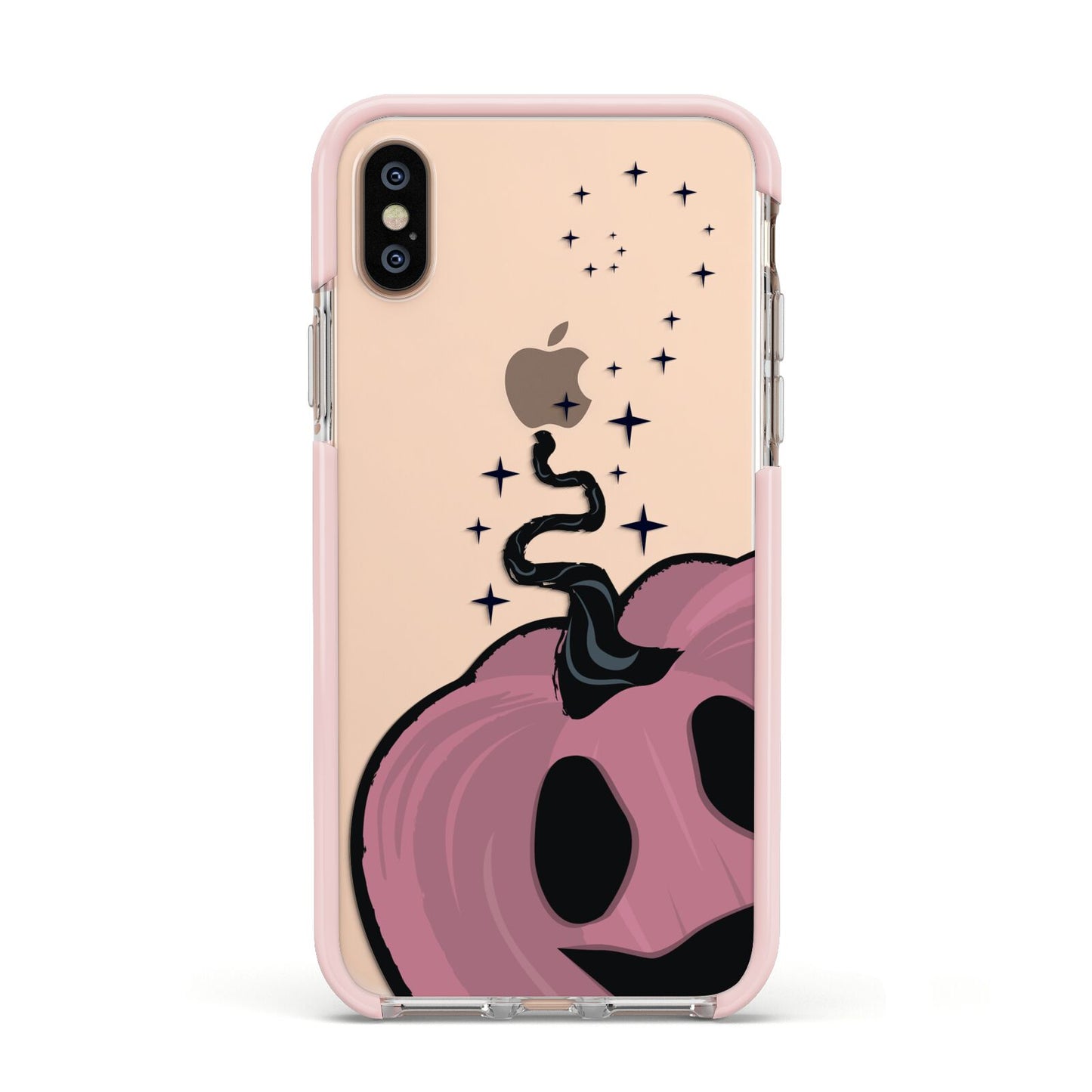 Pumpkin with Transparent Background Apple iPhone Xs Impact Case Pink Edge on Gold Phone