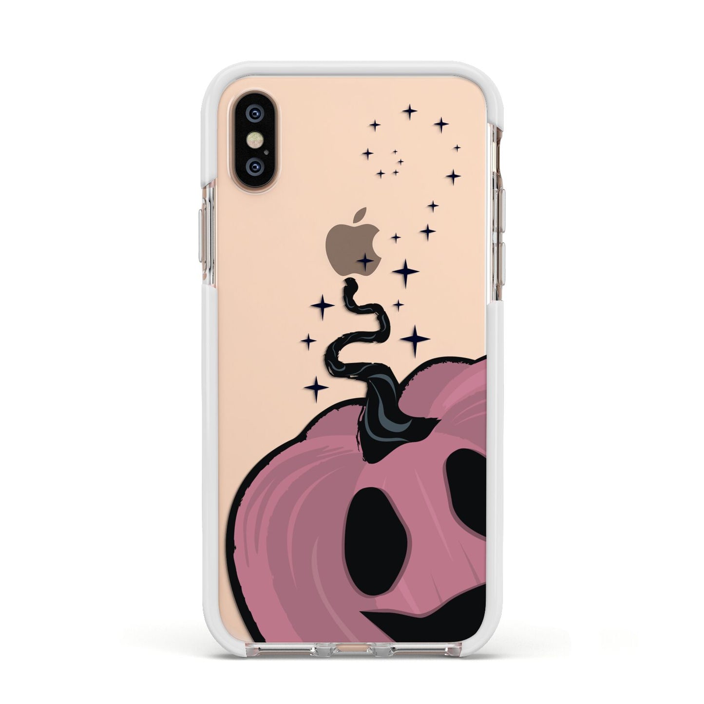 Pumpkin with Transparent Background Apple iPhone Xs Impact Case White Edge on Gold Phone