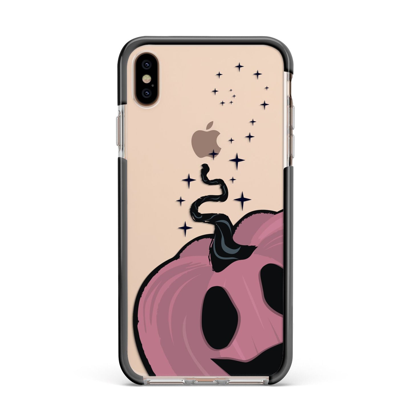 Pumpkin with Transparent Background Apple iPhone Xs Max Impact Case Black Edge on Gold Phone