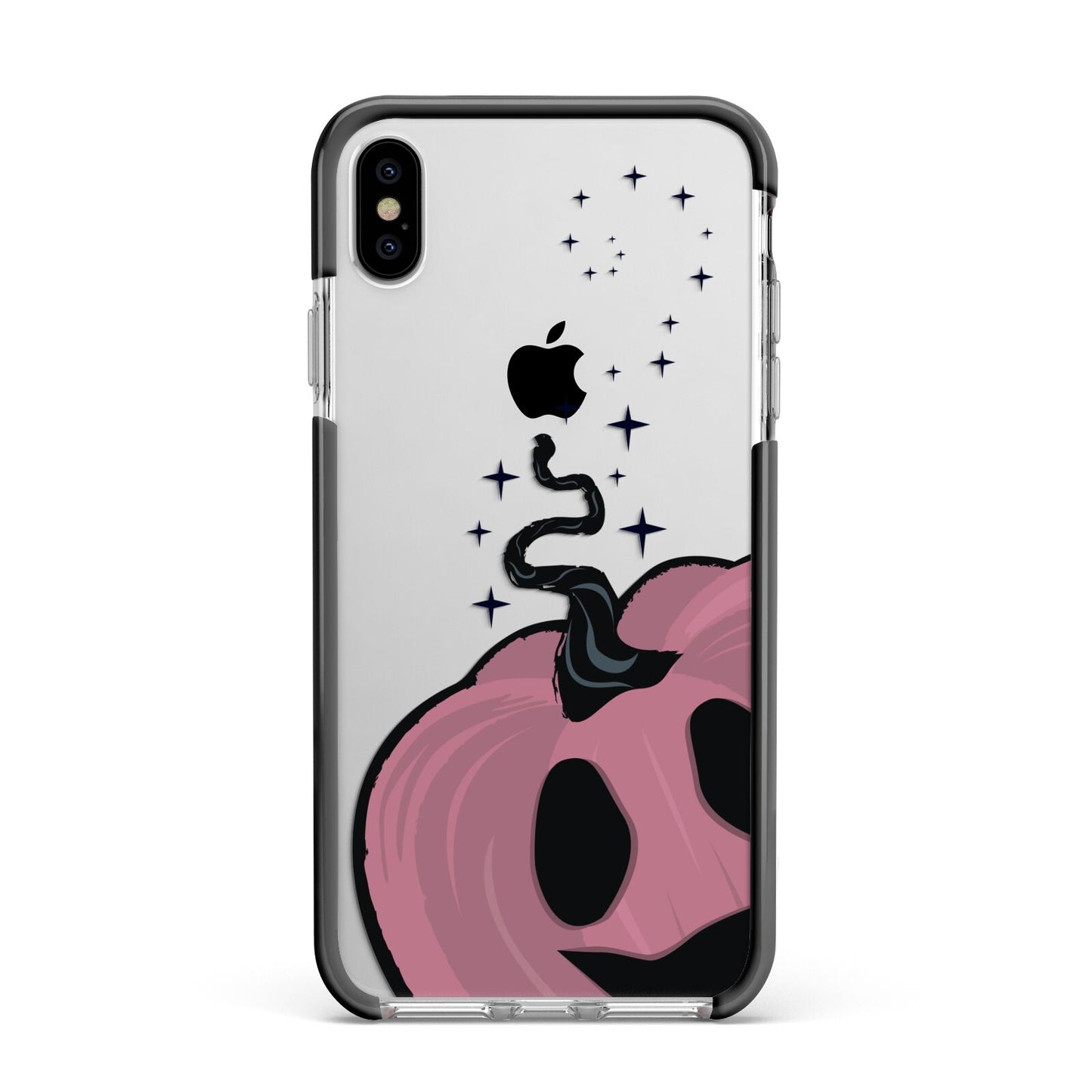 Pumpkin with Transparent Background Apple iPhone Xs Max Impact Case Black Edge on Silver Phone