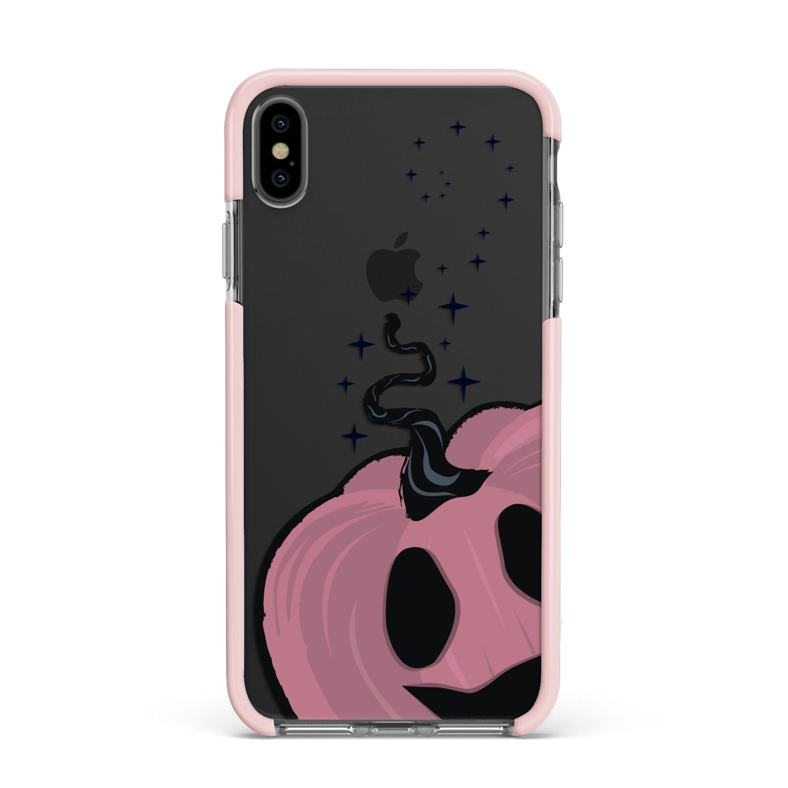 Pumpkin with Transparent Background Apple iPhone Xs Max Impact Case Pink Edge on Black Phone