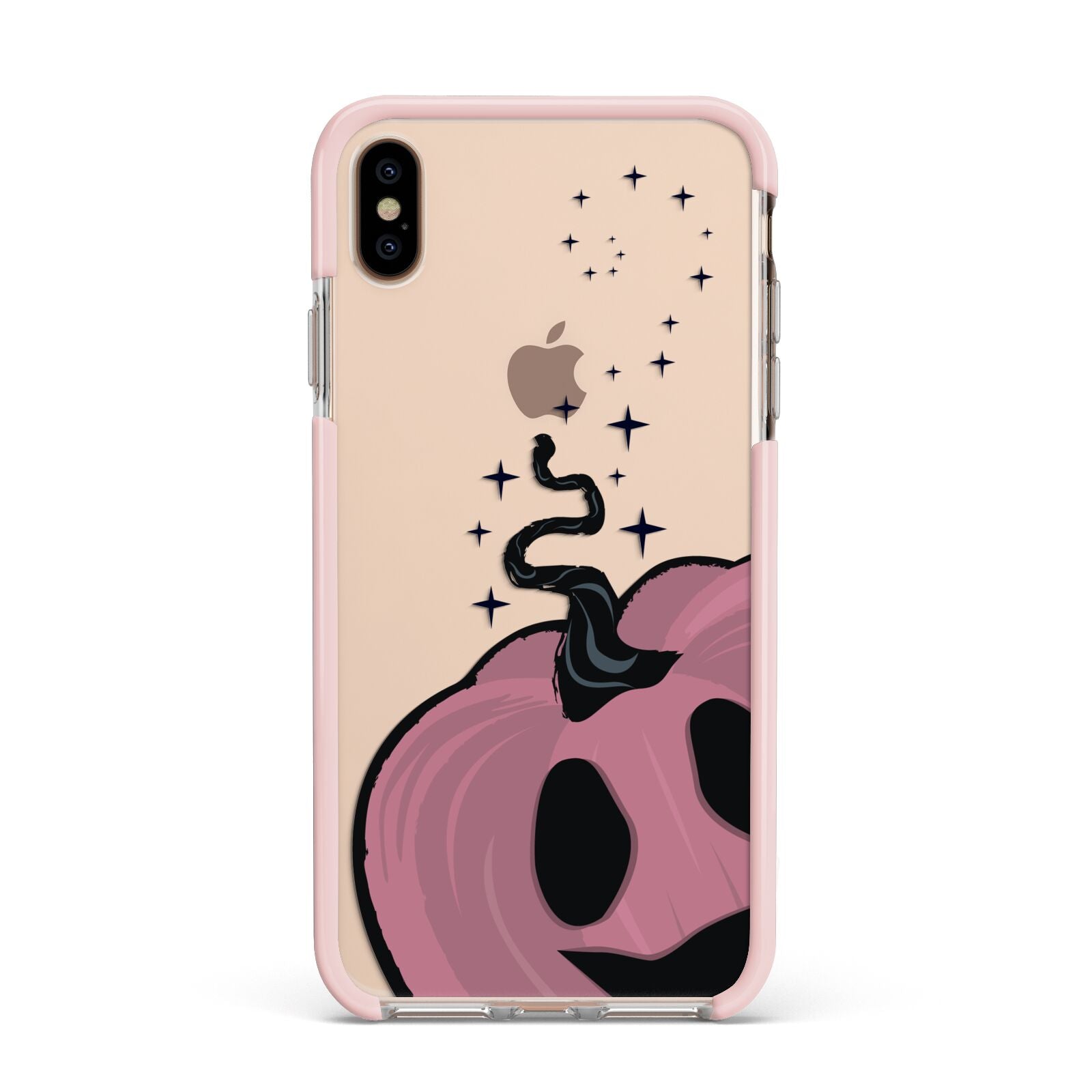 Pumpkin with Transparent Background Apple iPhone Xs Max Impact Case Pink Edge on Gold Phone