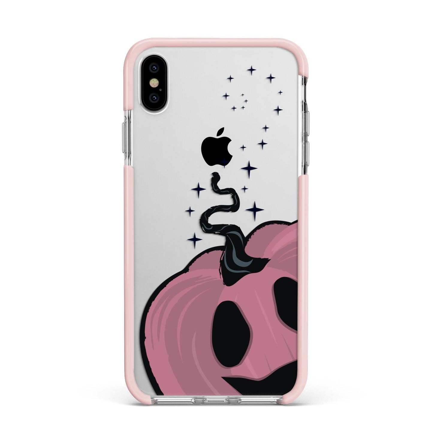 Pumpkin with Transparent Background Apple iPhone Xs Max Impact Case Pink Edge on Silver Phone