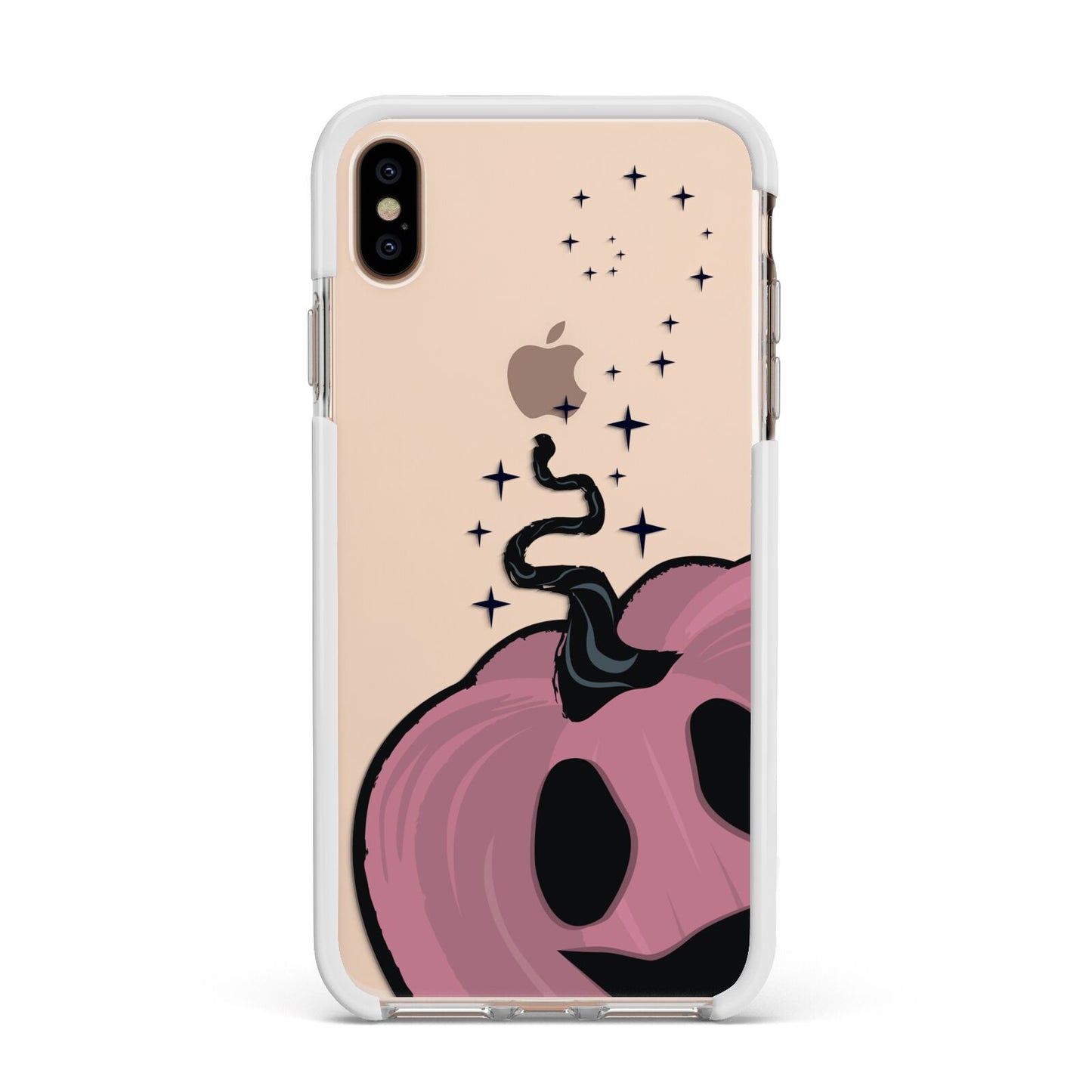 Pumpkin with Transparent Background Apple iPhone Xs Max Impact Case White Edge on Gold Phone
