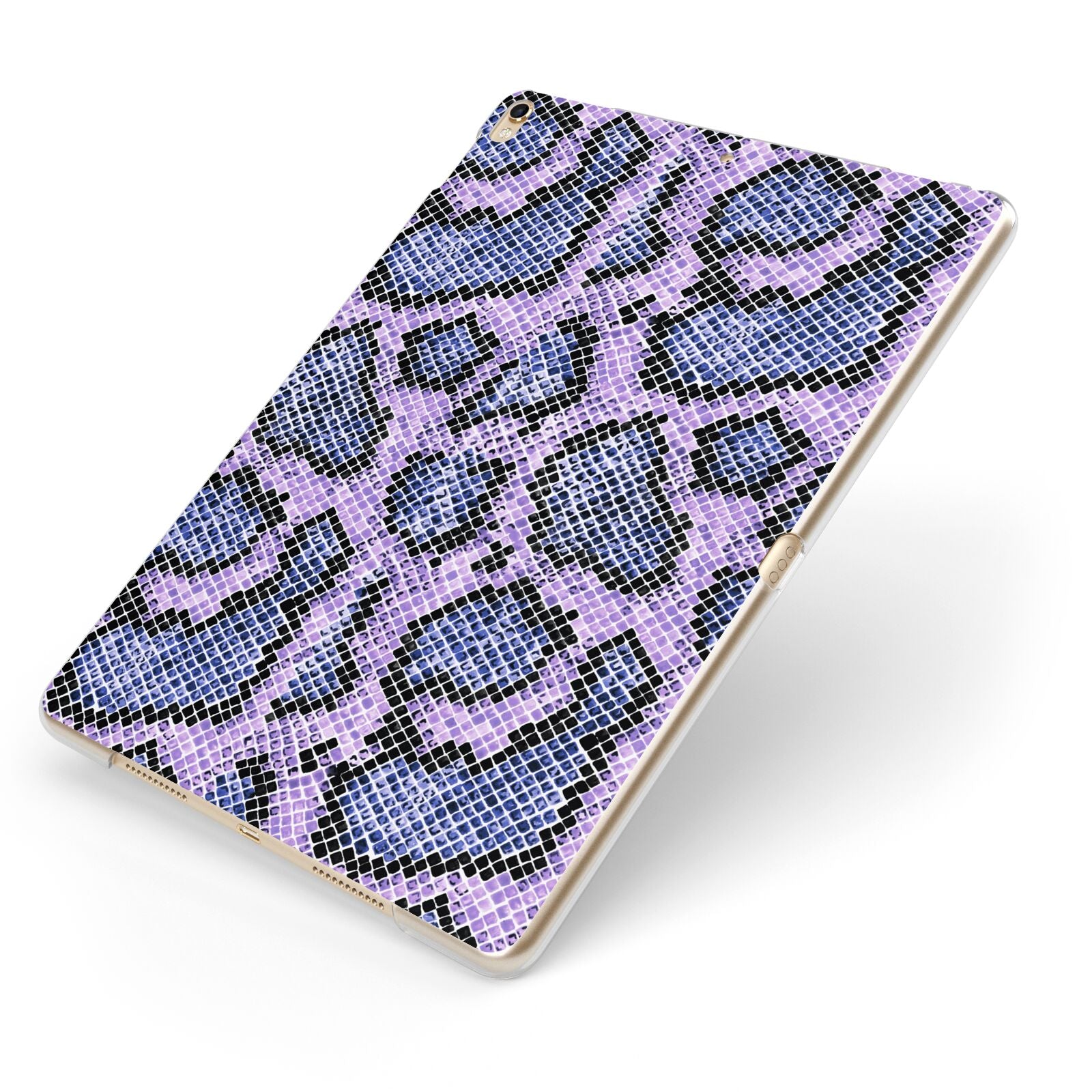 Purple And Blue Snakeskin Apple iPad Case on Gold iPad Side View