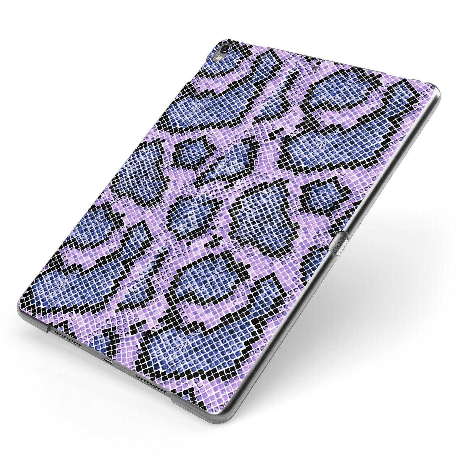 Purple And Blue Snakeskin Apple iPad Case on Grey iPad Side View