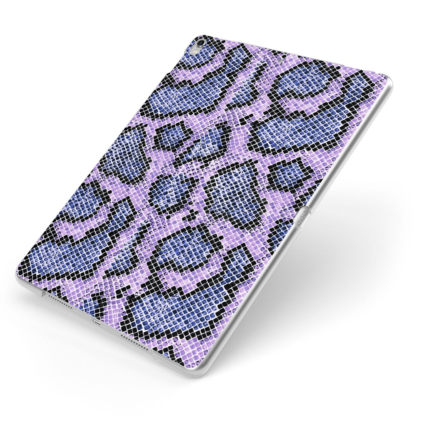 Purple And Blue Snakeskin Apple iPad Case on Silver iPad Side View