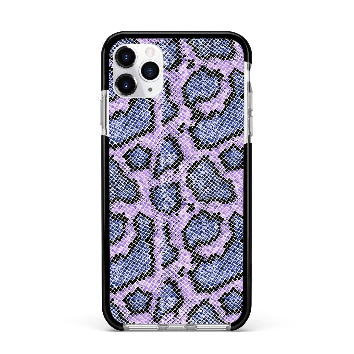 Purple And Blue Snakeskin Apple iPhone 11 Pro Max in Silver with Black Impact Case