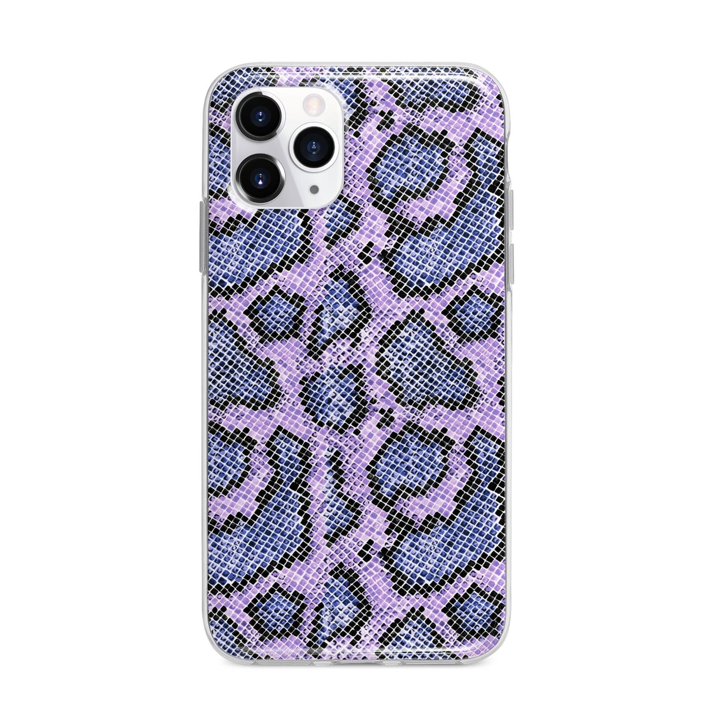 Purple And Blue Snakeskin Apple iPhone 11 Pro Max in Silver with Bumper Case