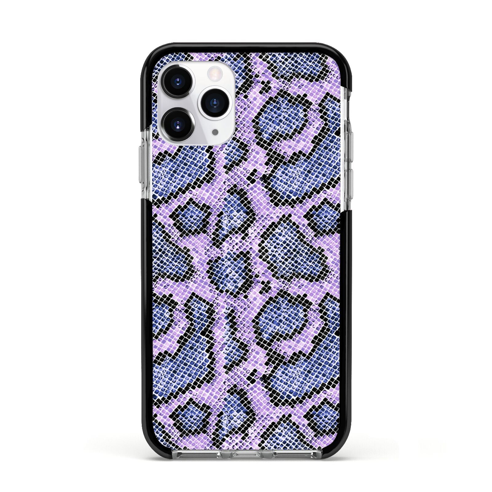 Purple And Blue Snakeskin Apple iPhone 11 Pro in Silver with Black Impact Case