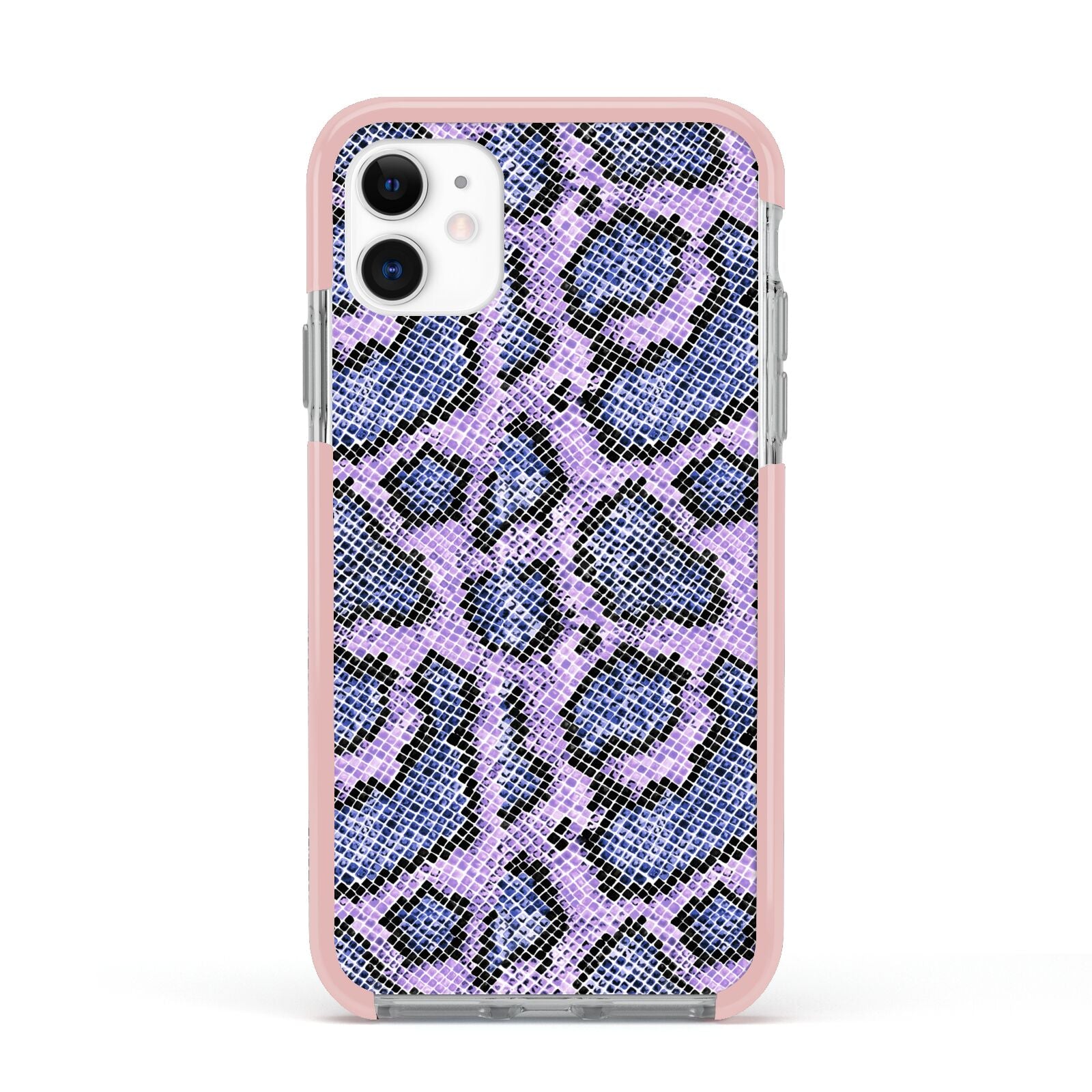 Purple And Blue Snakeskin Apple iPhone 11 in White with Pink Impact Case