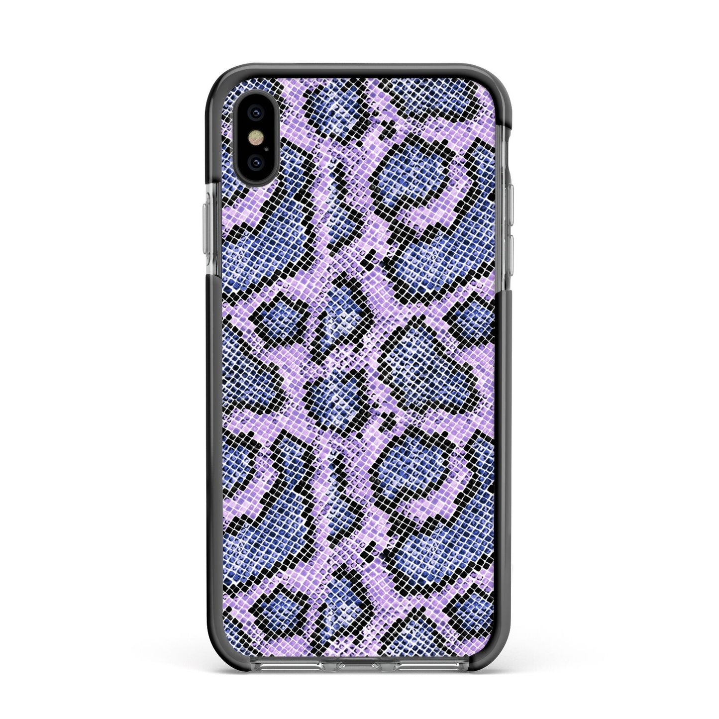 Purple And Blue Snakeskin Apple iPhone Xs Max Impact Case Black Edge on Black Phone