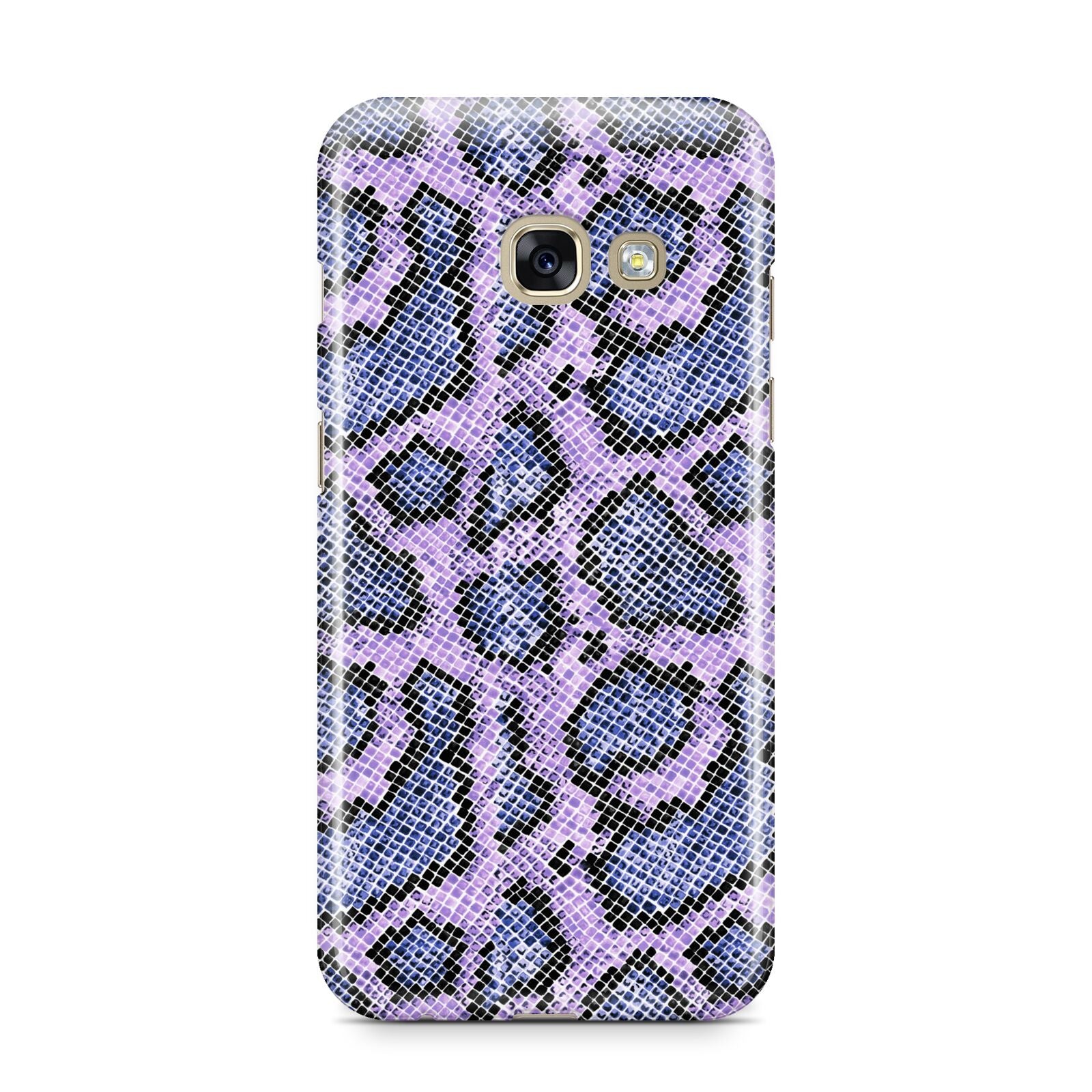 Purple And Blue Snakeskin Samsung Galaxy A3 2017 Case on gold phone