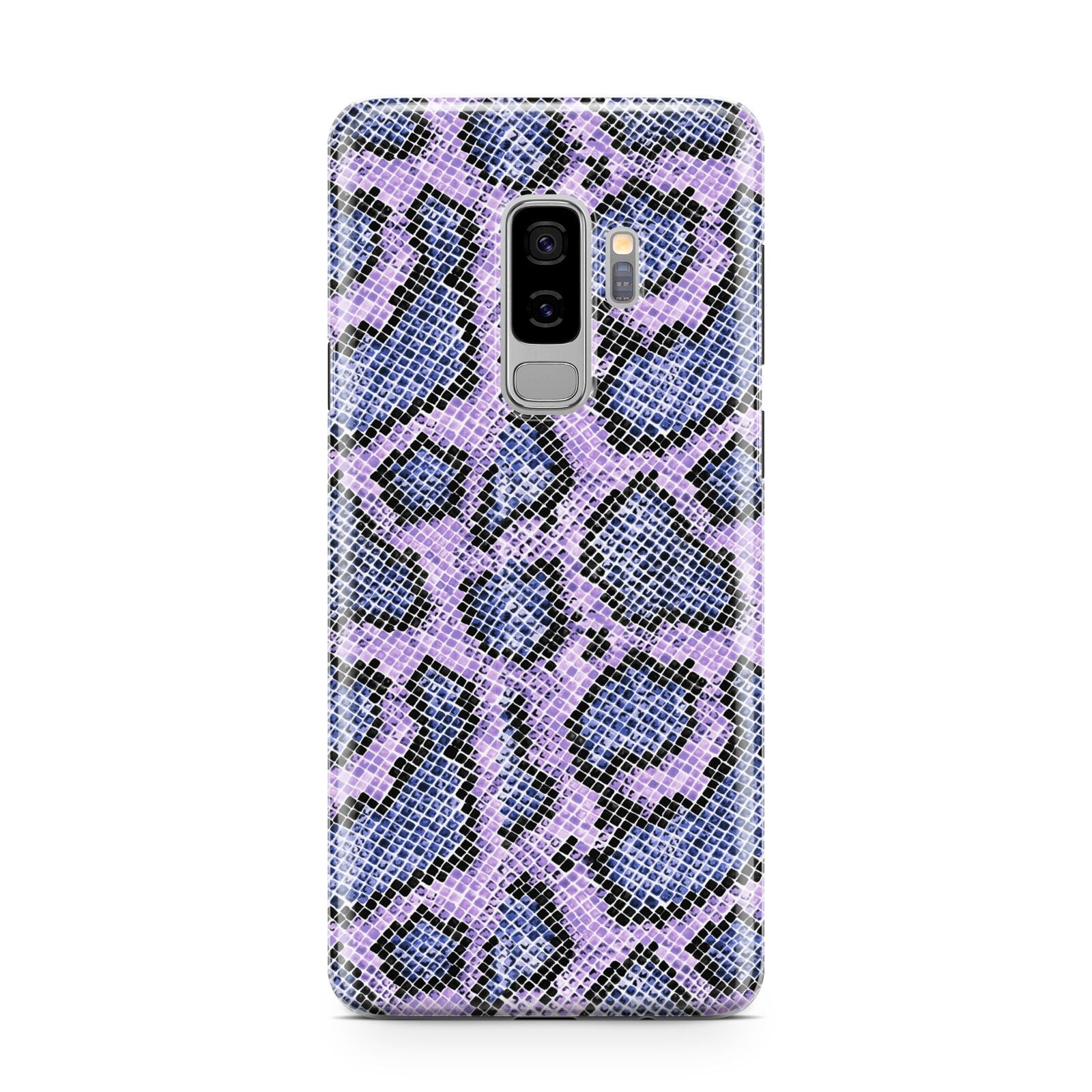 Purple And Blue Snakeskin Samsung Galaxy S9 Plus Case on Silver phone