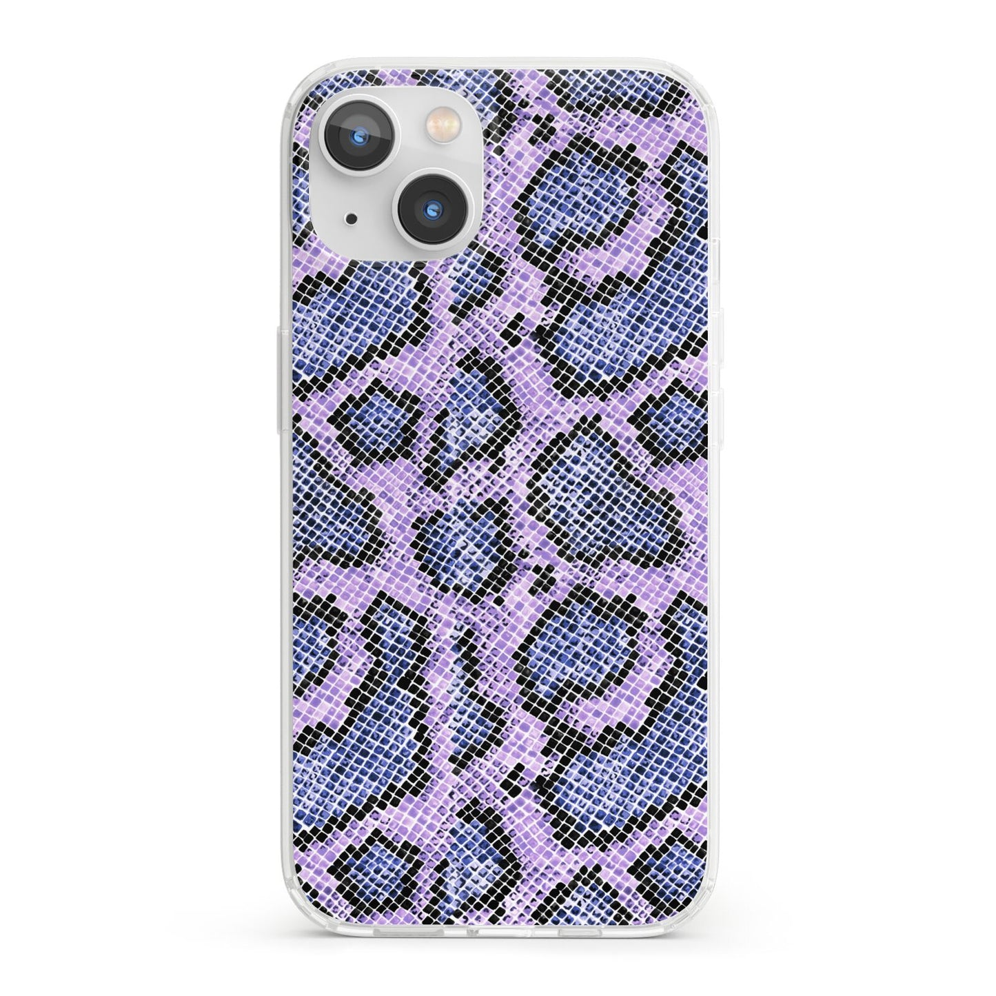 Purple And Blue Snakeskin iPhone 13 Clear Bumper Case