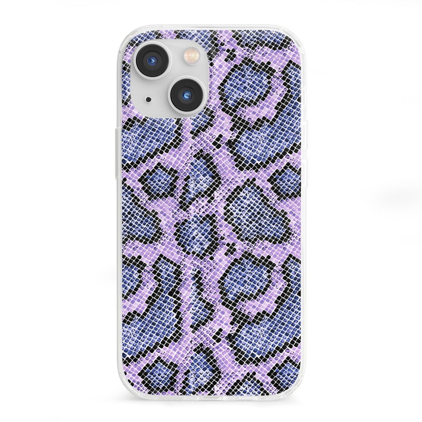 Purple And Blue Snakeskin iPhone 13 Mini Clear Bumper Case