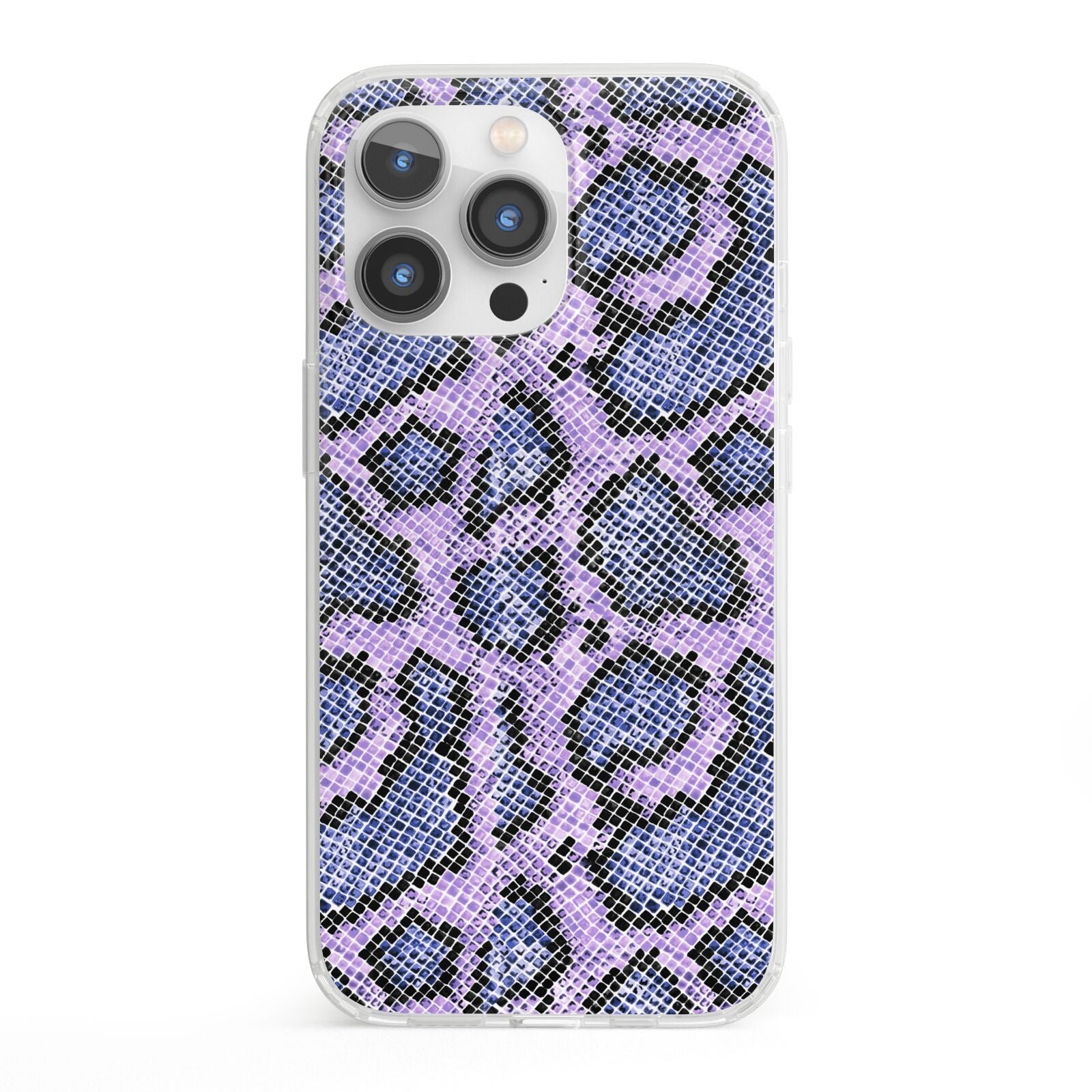 Purple And Blue Snakeskin iPhone 13 Pro Clear Bumper Case