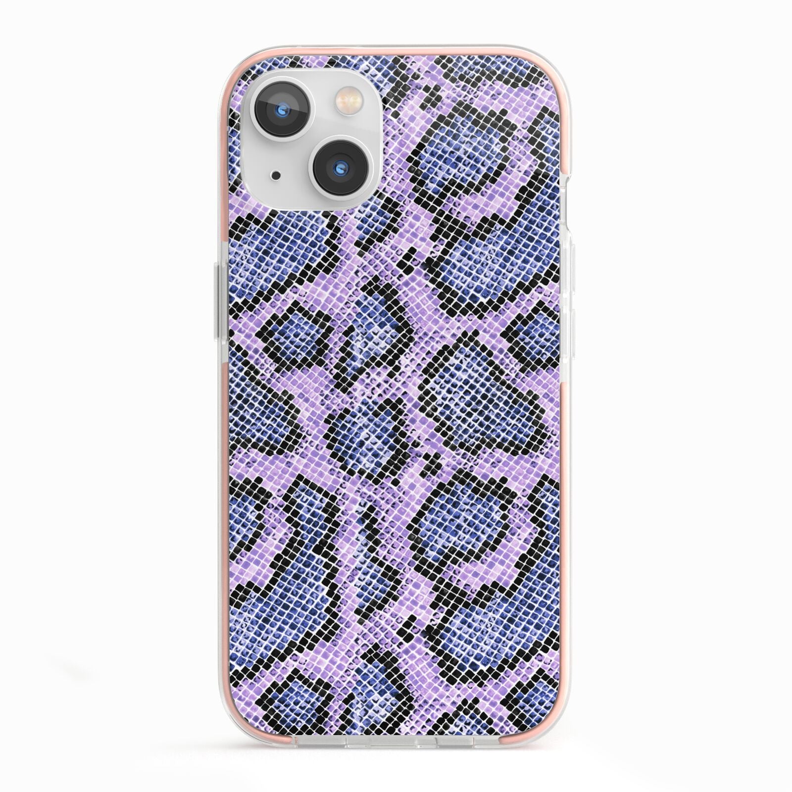 Purple And Blue Snakeskin iPhone 13 TPU Impact Case with Pink Edges