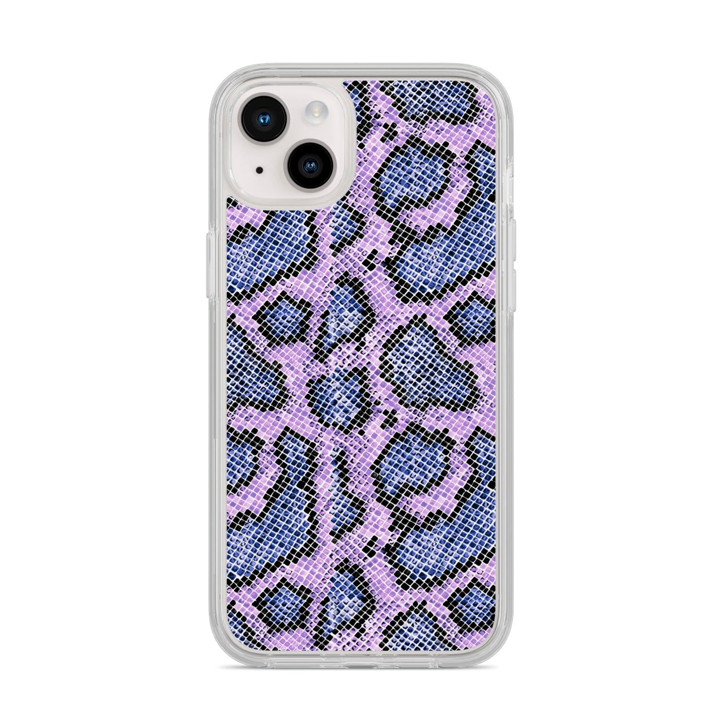 Purple And Blue Snakeskin iPhone 14 Plus Clear Tough Case Starlight