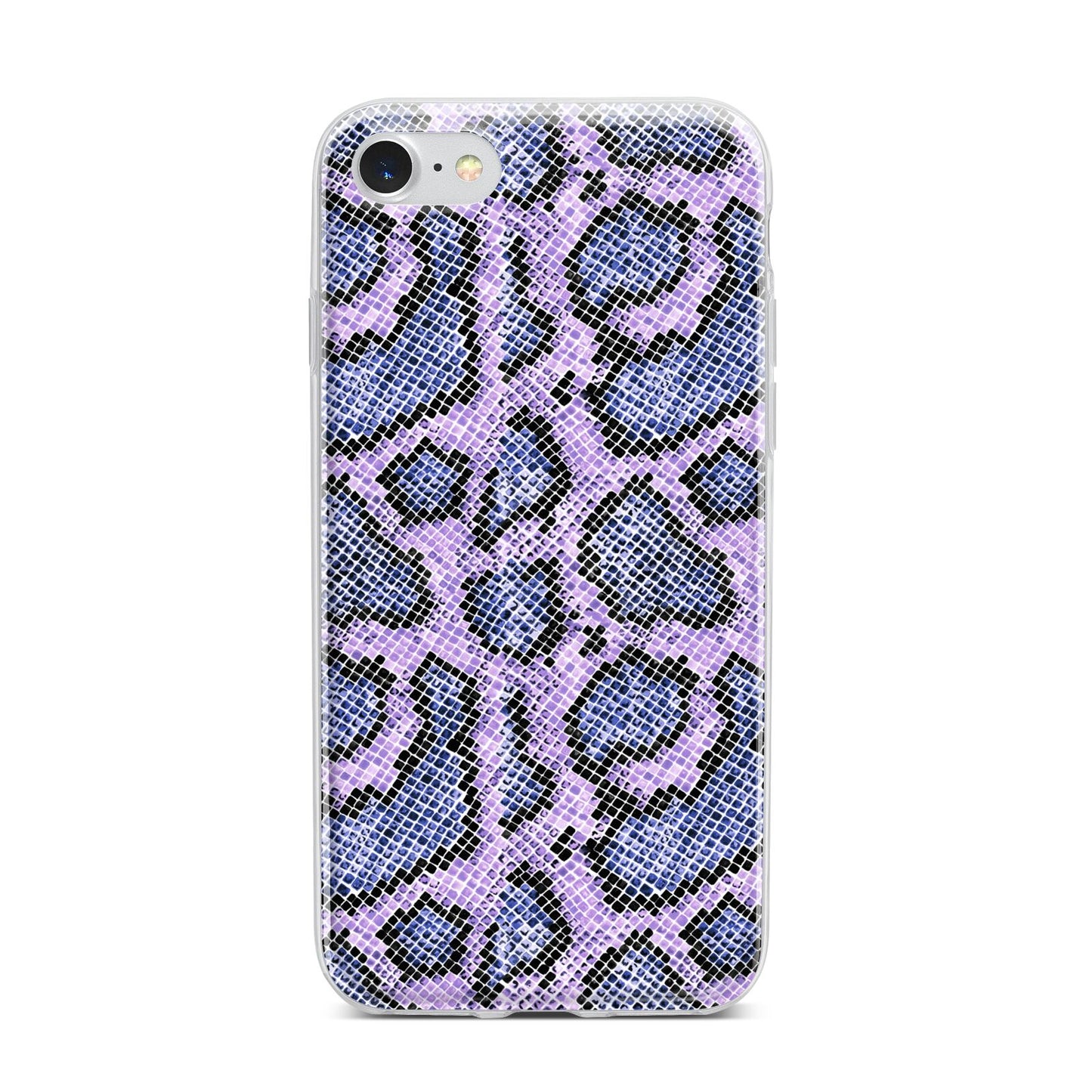 Purple And Blue Snakeskin iPhone 7 Bumper Case on Silver iPhone