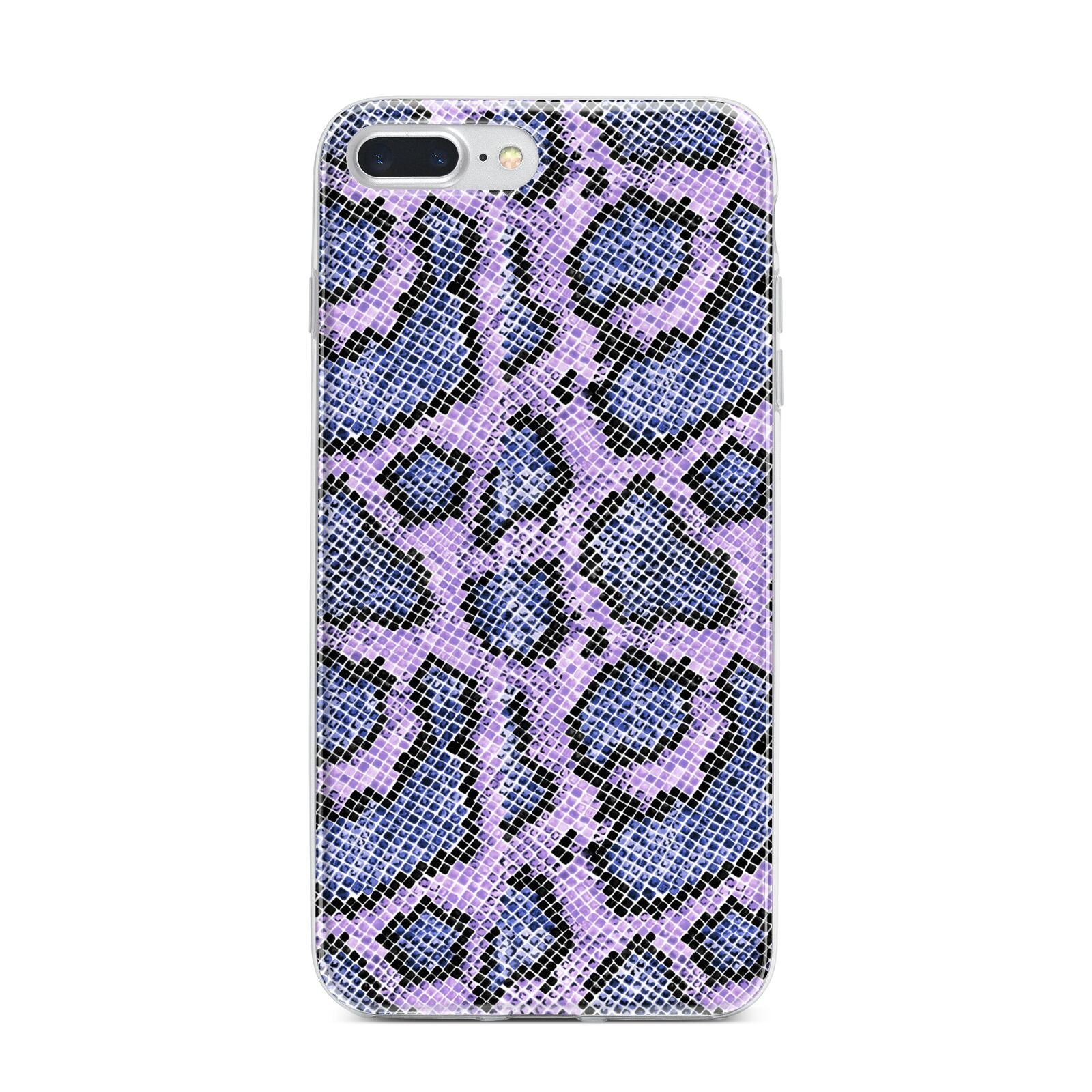 Purple And Blue Snakeskin iPhone 7 Plus Bumper Case on Silver iPhone