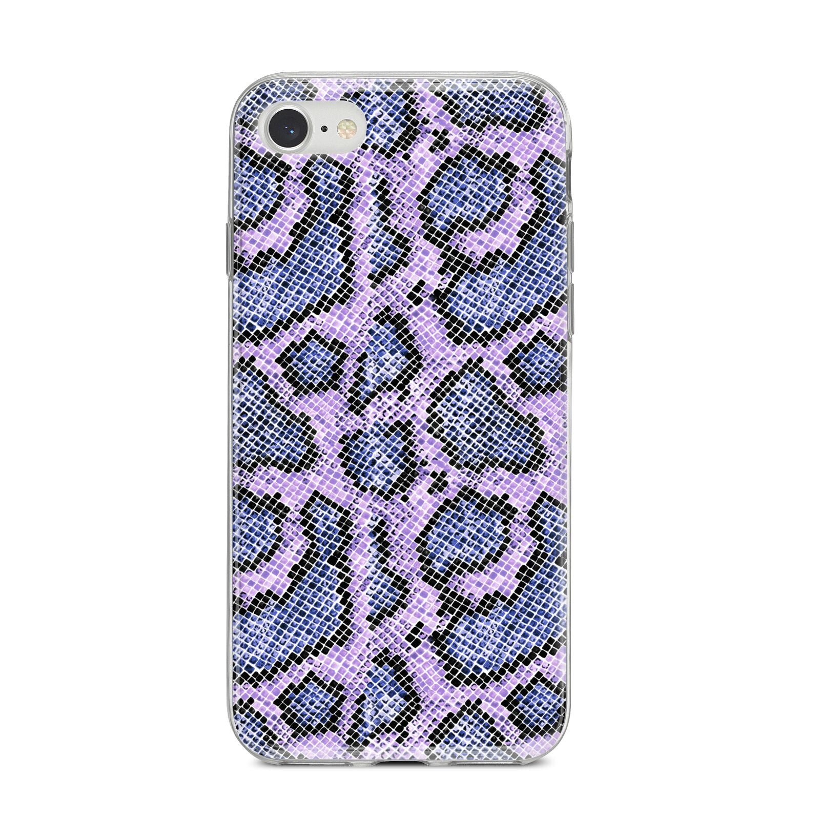 Purple And Blue Snakeskin iPhone 8 Bumper Case on Silver iPhone