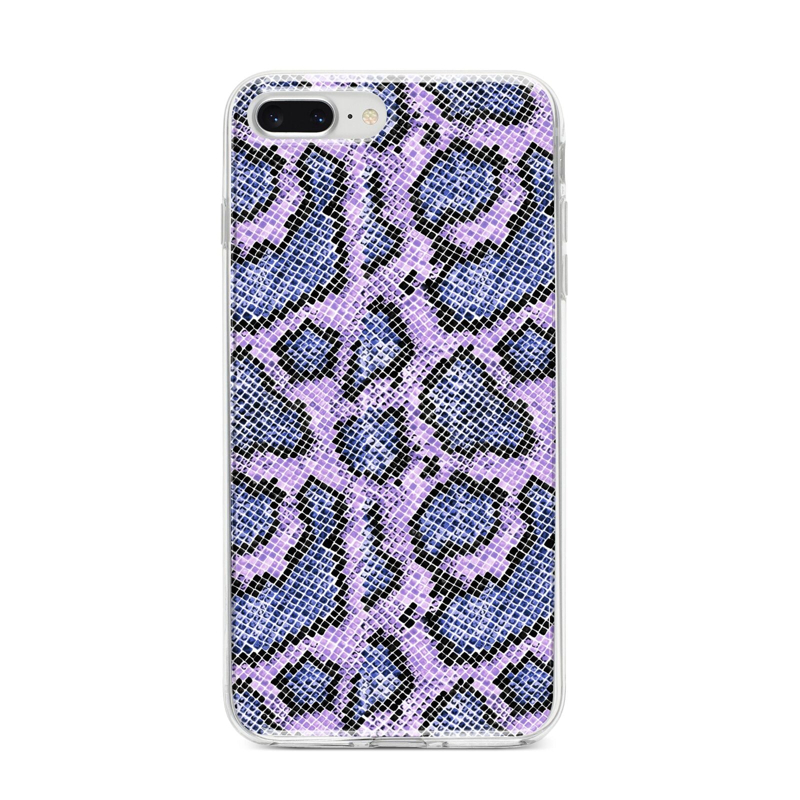 Purple And Blue Snakeskin iPhone 8 Plus Bumper Case on Silver iPhone