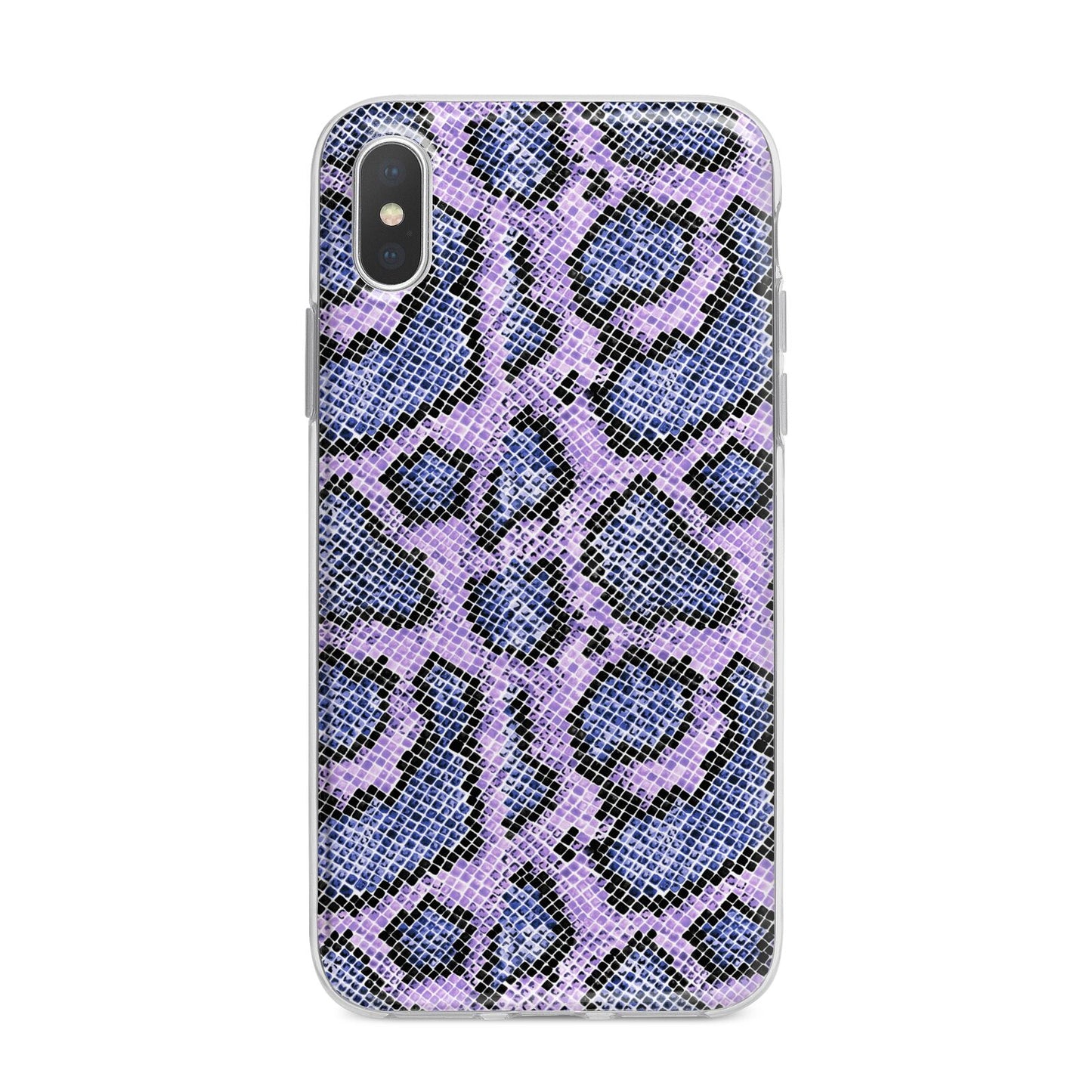 Purple And Blue Snakeskin iPhone X Bumper Case on Silver iPhone Alternative Image 1