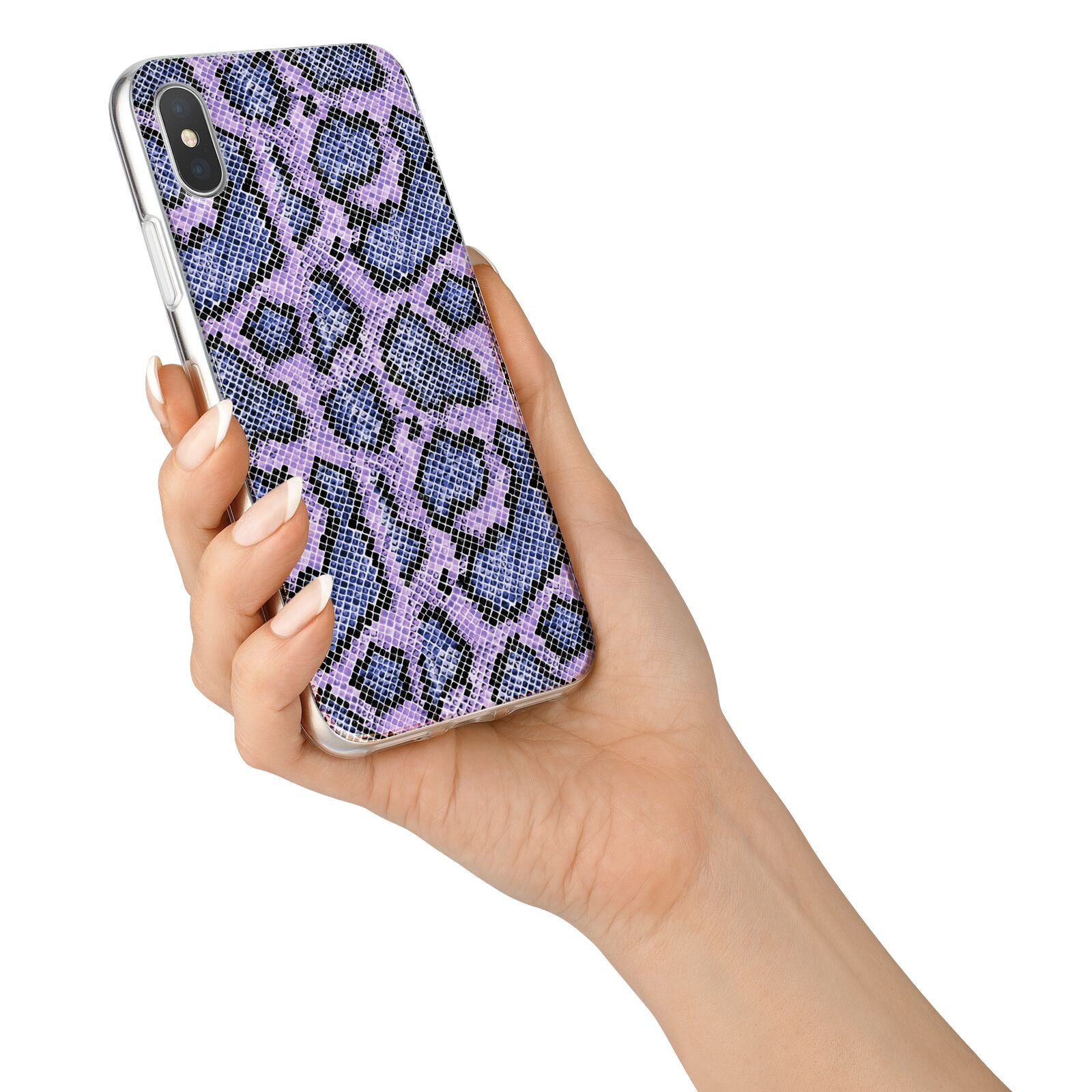 Purple And Blue Snakeskin iPhone X Bumper Case on Silver iPhone Alternative Image 2