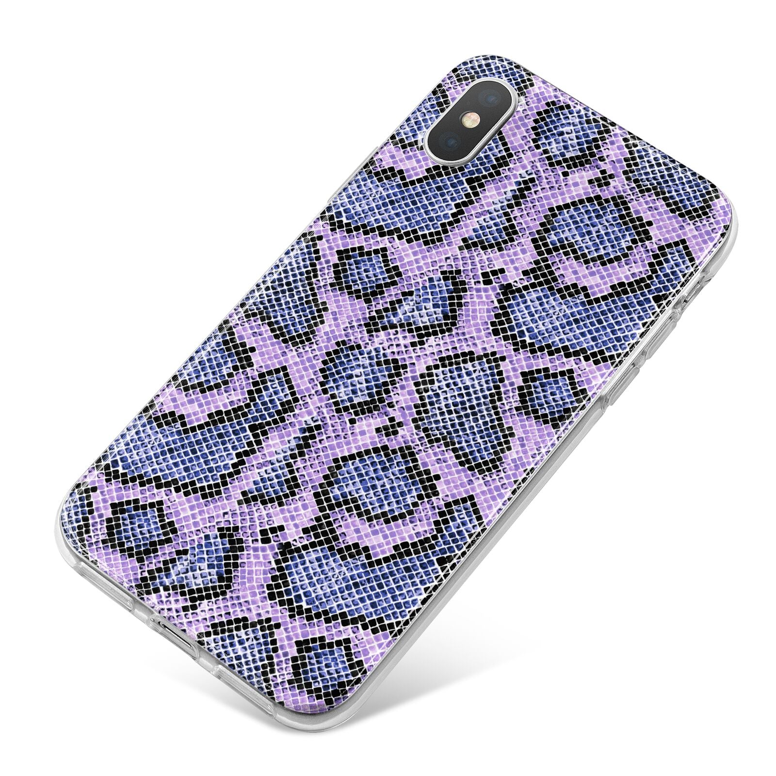 Purple And Blue Snakeskin iPhone X Bumper Case on Silver iPhone