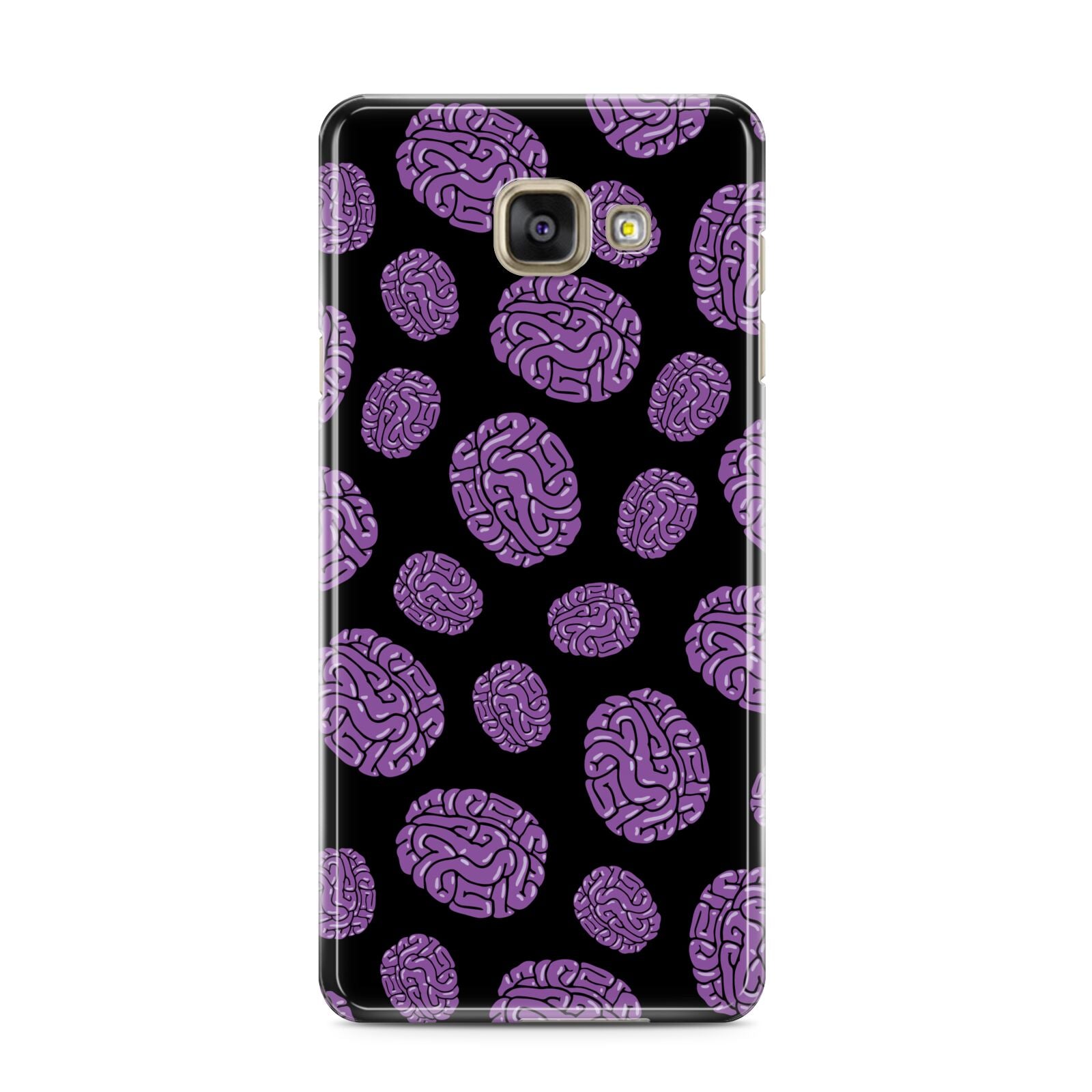 Purple Brains Samsung Galaxy A3 2016 Case on gold phone