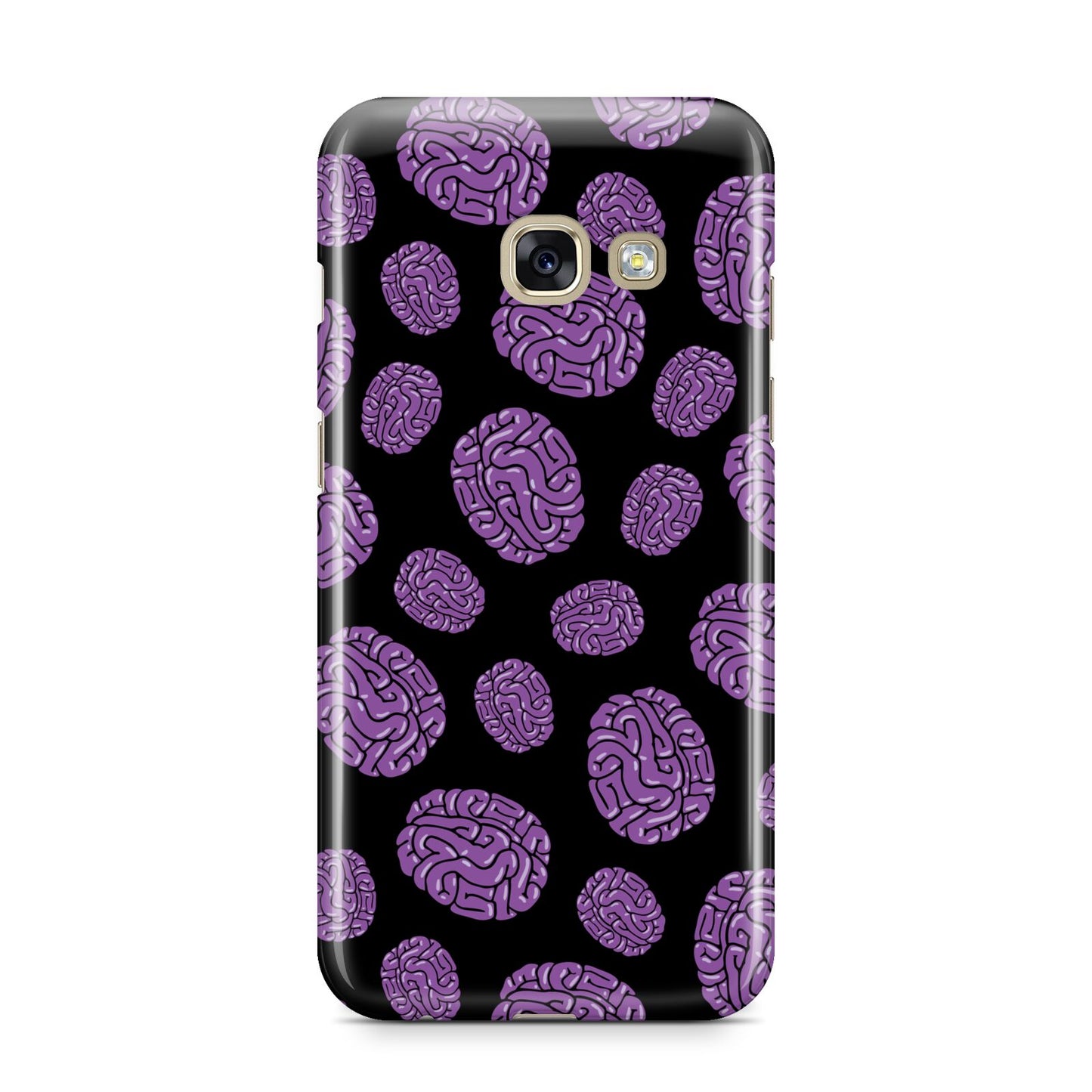 Purple Brains Samsung Galaxy A3 2017 Case on gold phone