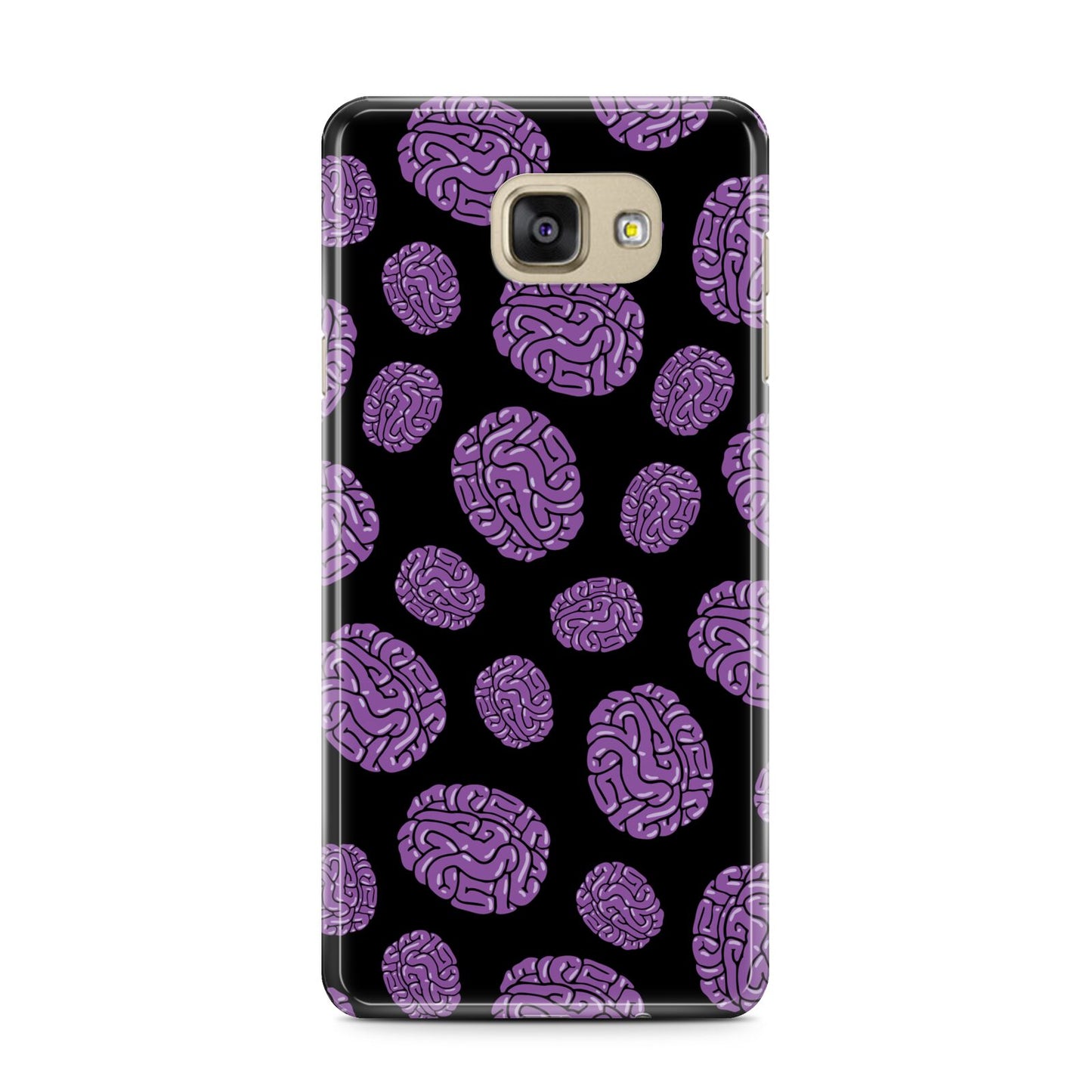 Purple Brains Samsung Galaxy A7 2016 Case on gold phone