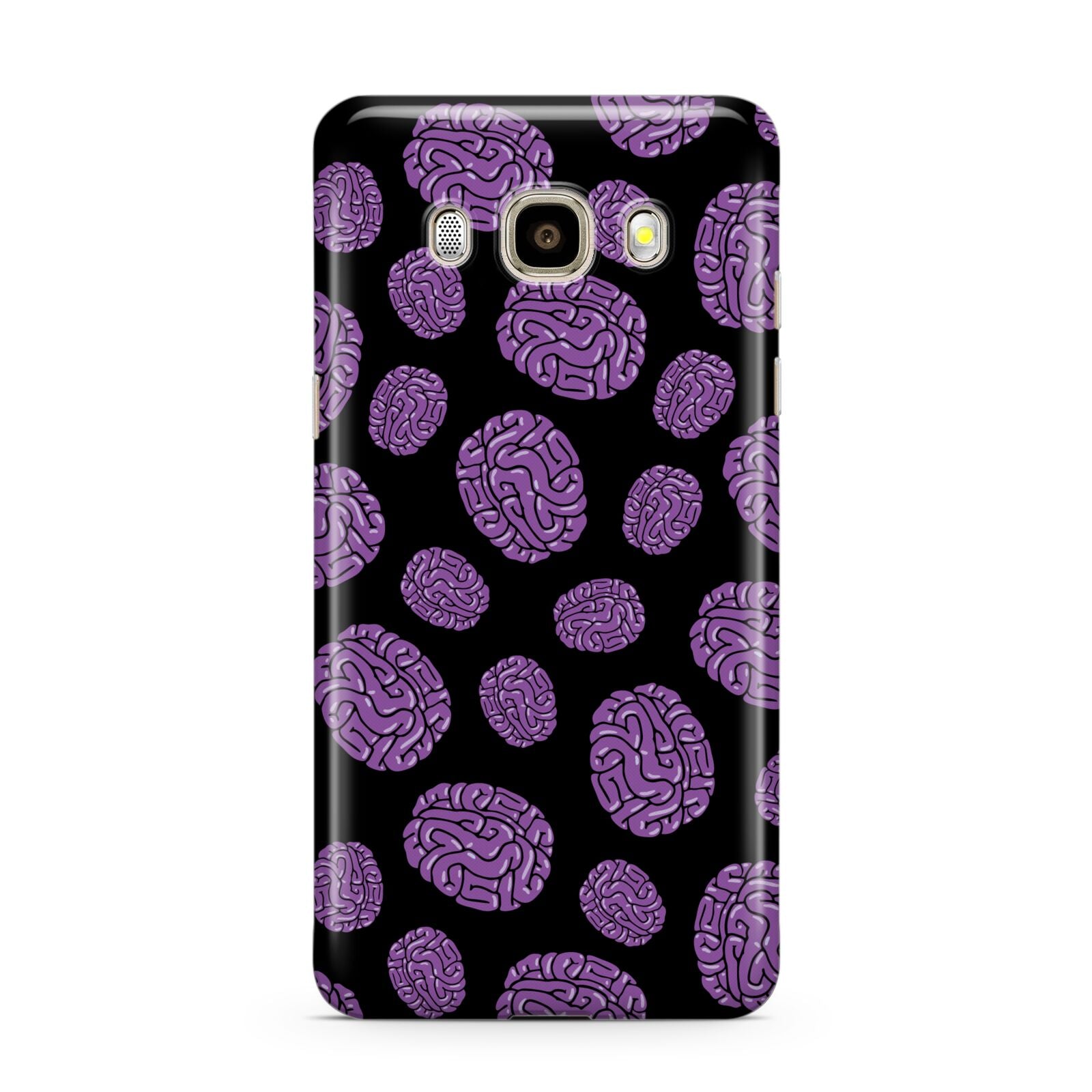 Purple Brains Samsung Galaxy J7 2016 Case on gold phone