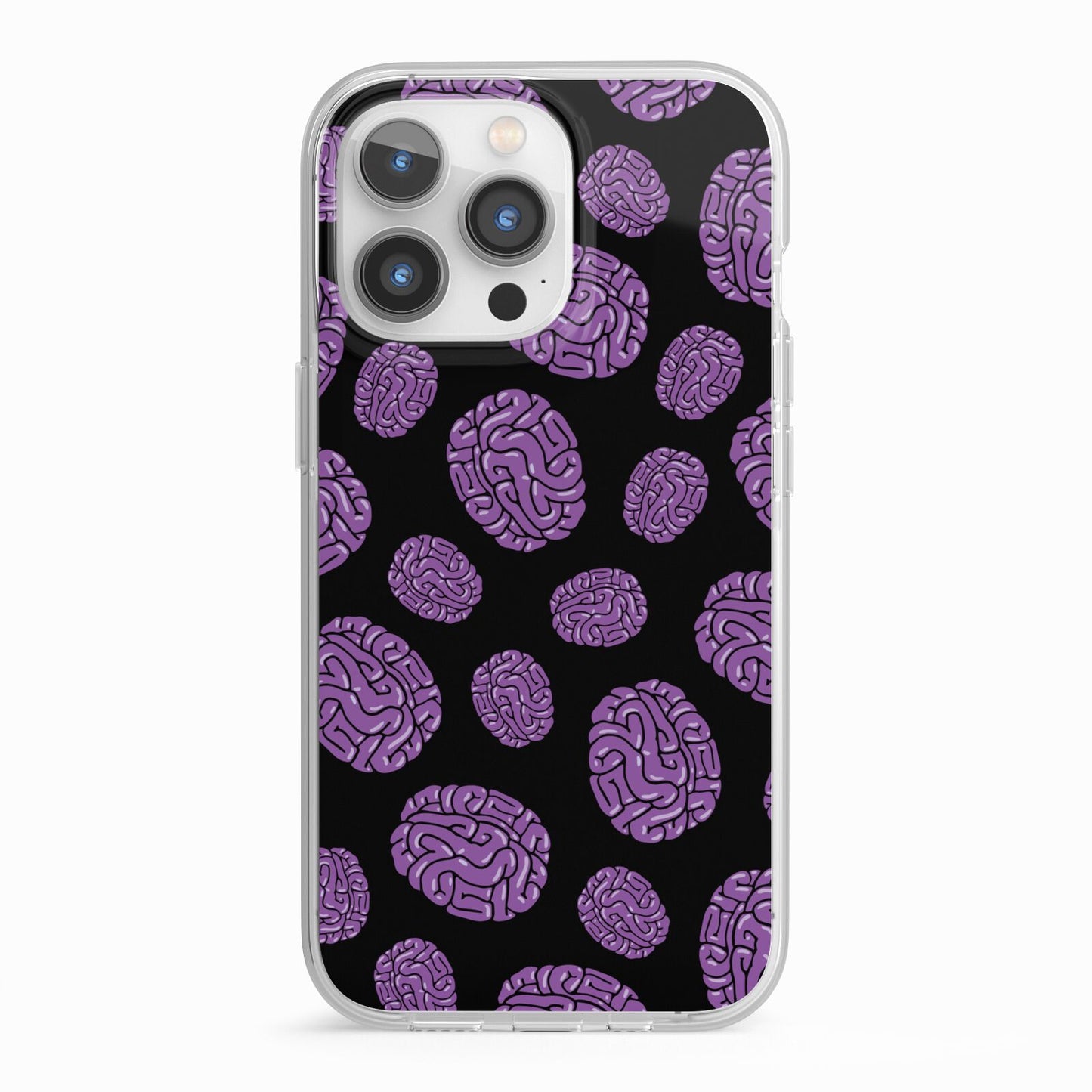 Purple Brains iPhone 13 Pro TPU Impact Case with White Edges