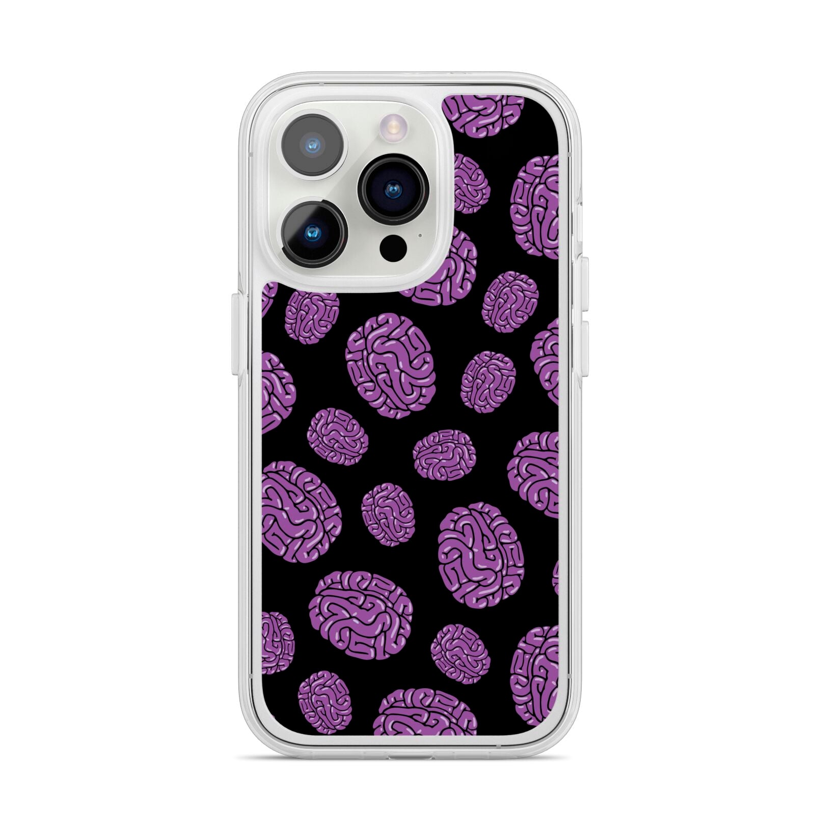 Purple Brains iPhone 14 Pro Clear Tough Case Silver