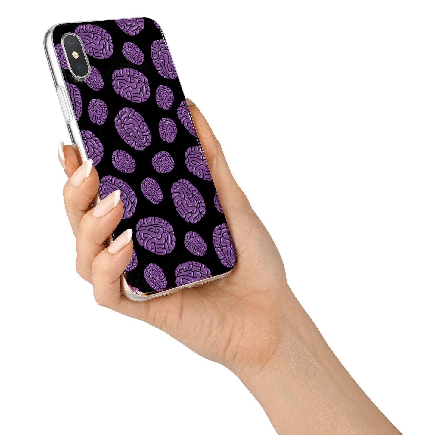 Purple Brains iPhone X Bumper Case on Silver iPhone Alternative Image 2